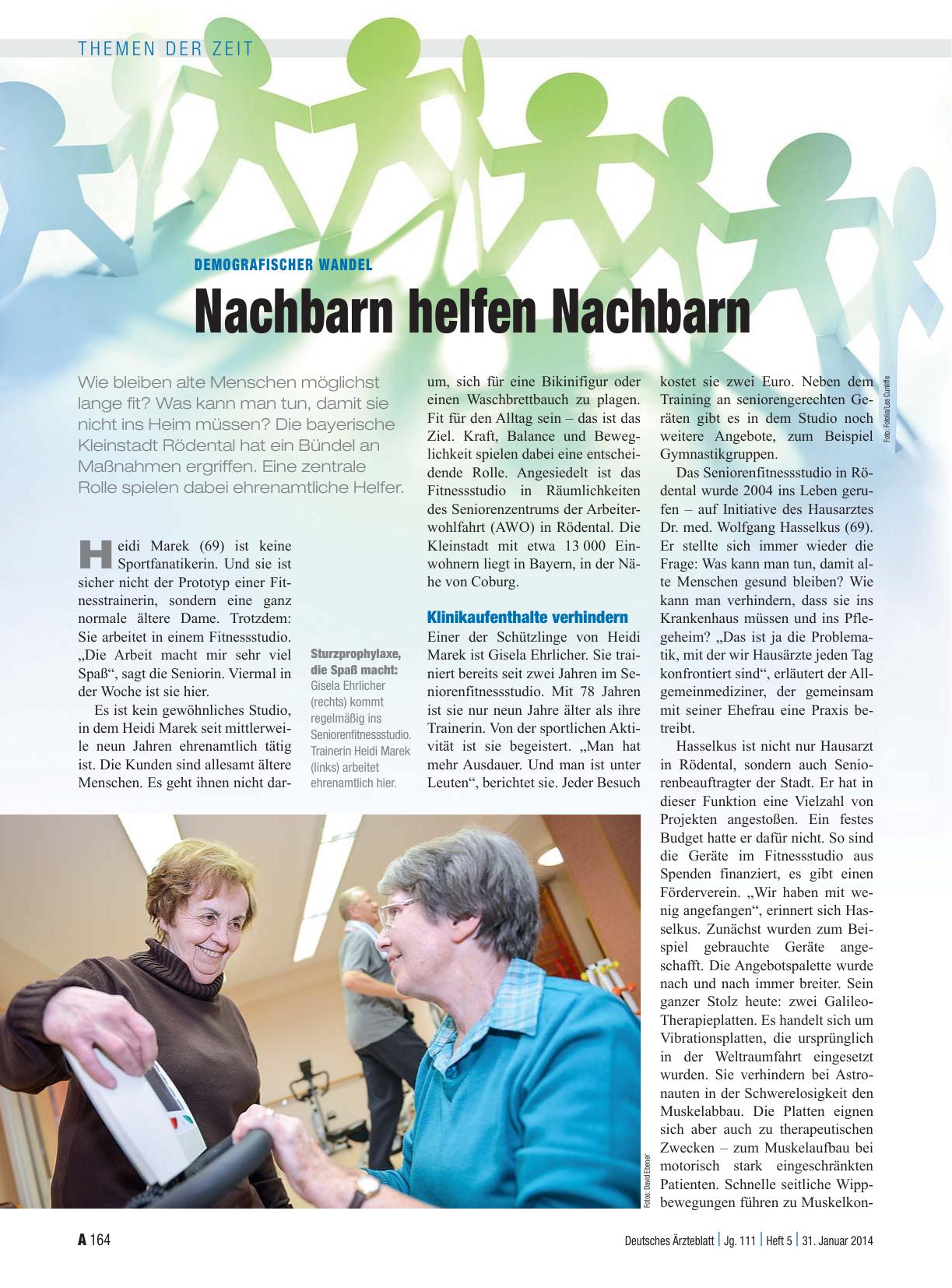Vorschauseite 1: Demografischer Wandel: Nachbarn helfen Nachbarn