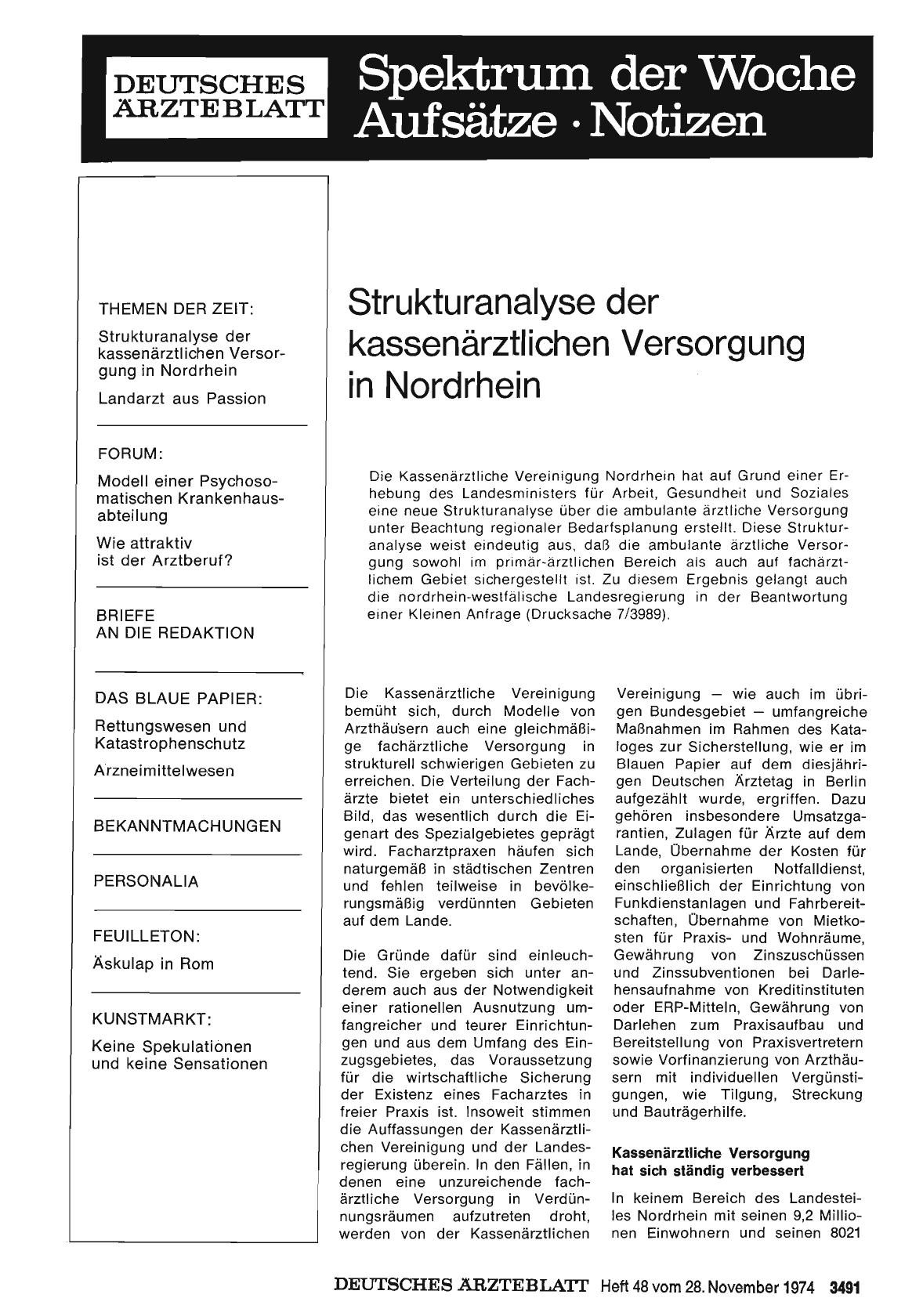 Vorschauseite 1: Strukturanalyse der kassenärztlichen Versorgung in Nordrhein