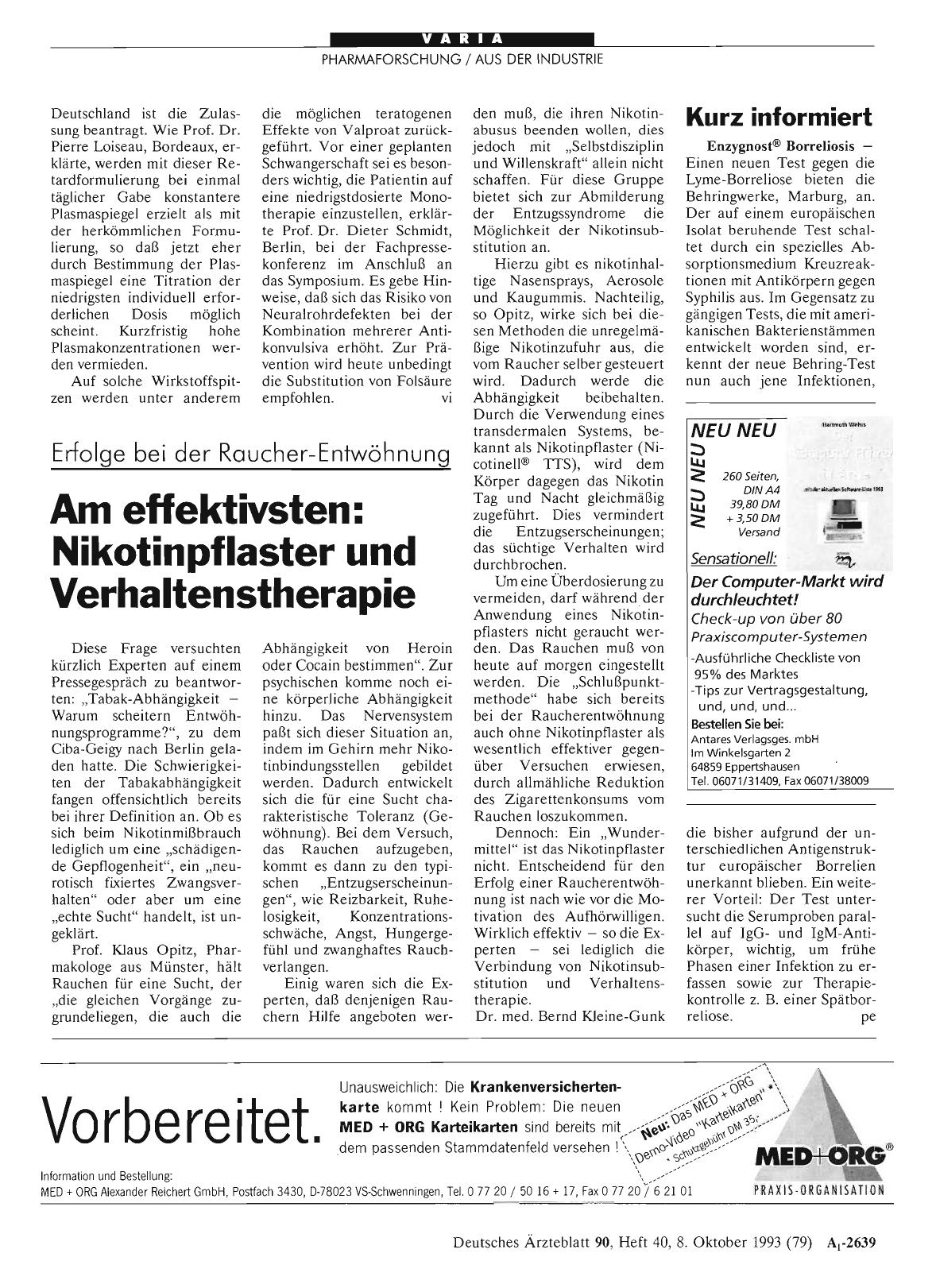 Vorschauseite 1: Erfolge bei der Raucher-Entwöhnung: Am effektivsten: Nikotinpflaster und Verhaltenstherapie
