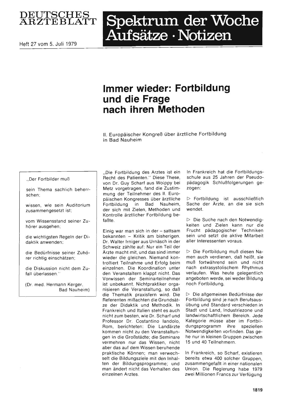 Vorschauseite 1: Immer wieder: Fortbildung und die Frage nach ihren Methoden