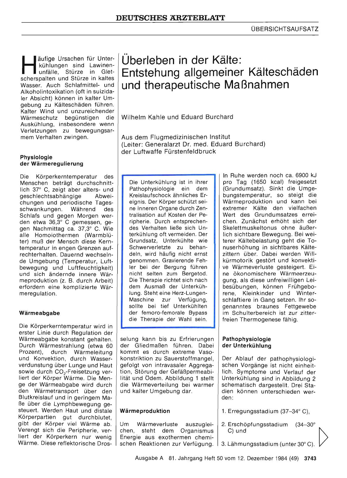 Vorschauseite 1: Überleben in der Kälte: Entstehung allgemeiner Kälteschäden und therapeutische Maßnahmen