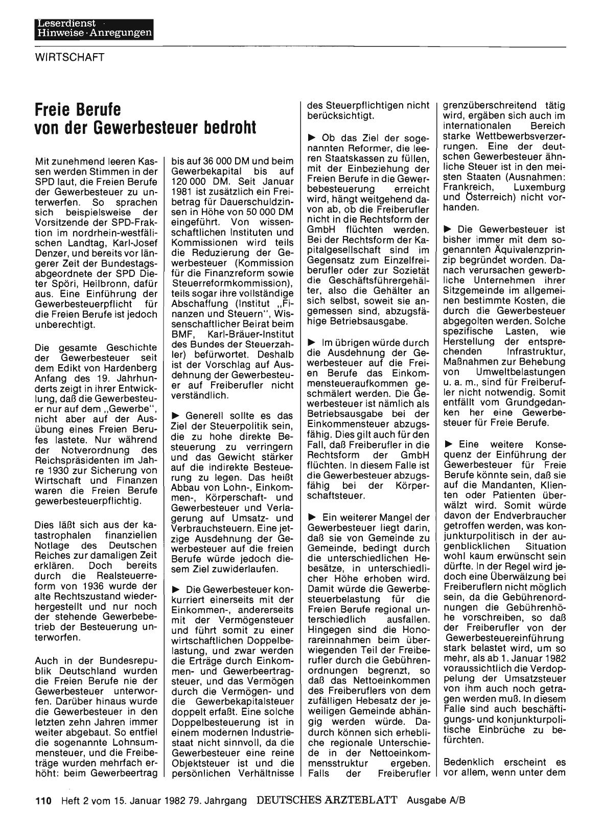 Vorschauseite 1: Freie Berufe von der Gewerbesteuer bedroht