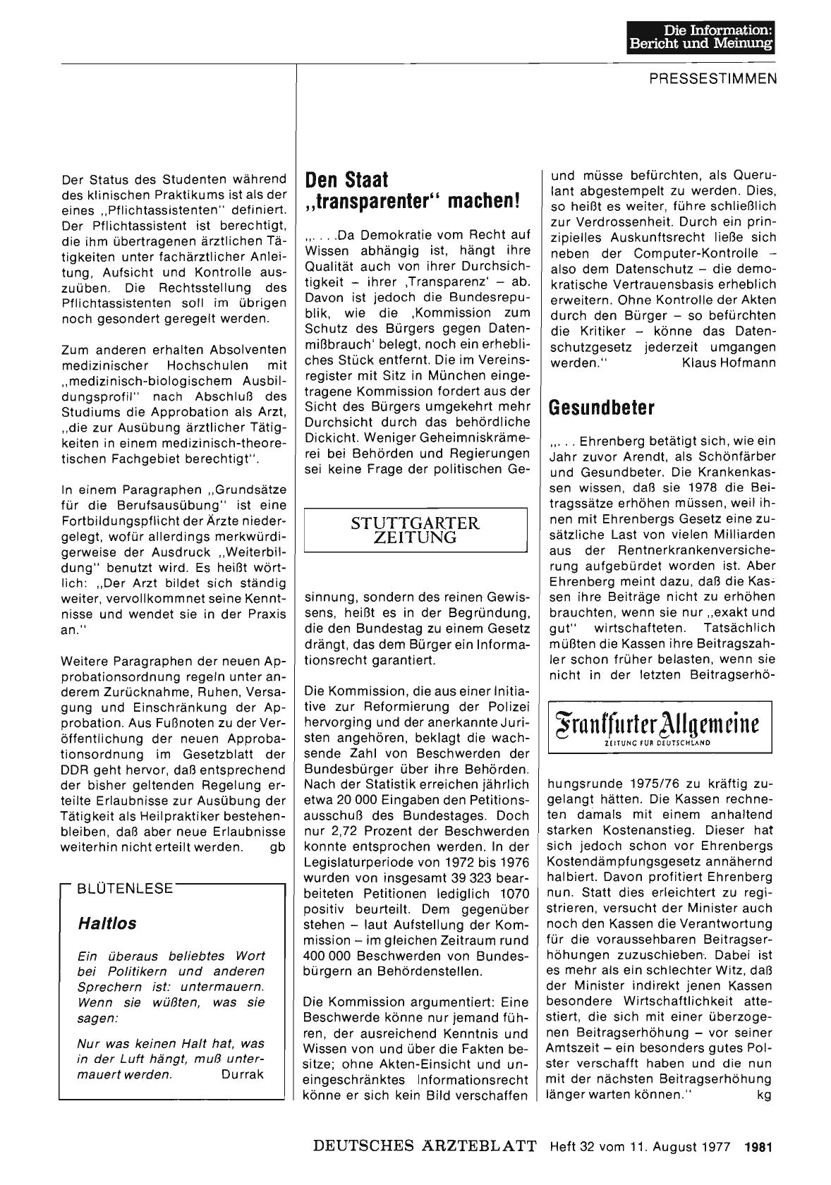 Vorschauseite 1: Den Staat „transparenter“ machen!