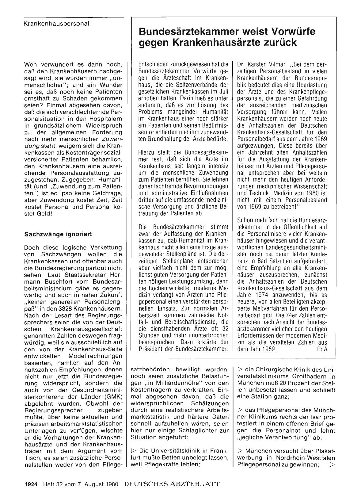 Vorschauseite 1: Bundesärztekammer weist Vorwürfe gegen Krankenhausärzte zurück