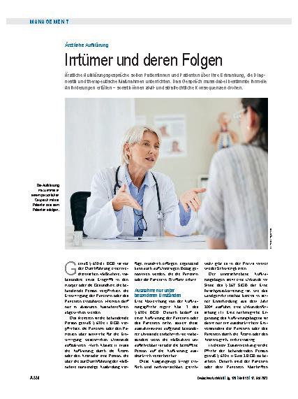 Vorschauseite 1: Ärztliche Aufklärung: Irrtümer und deren Folgen