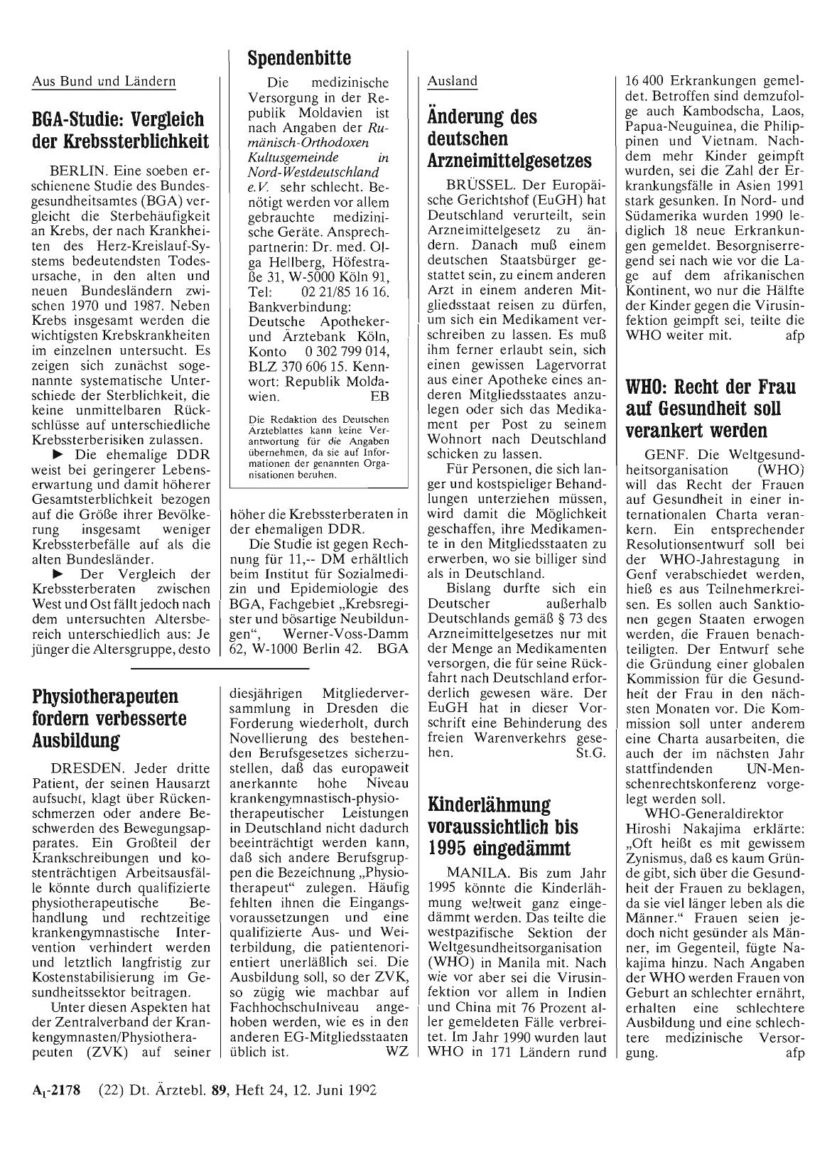 Vorschauseite 1: WHO: Recht der Frau auf Gesundheit soll verankert werden
