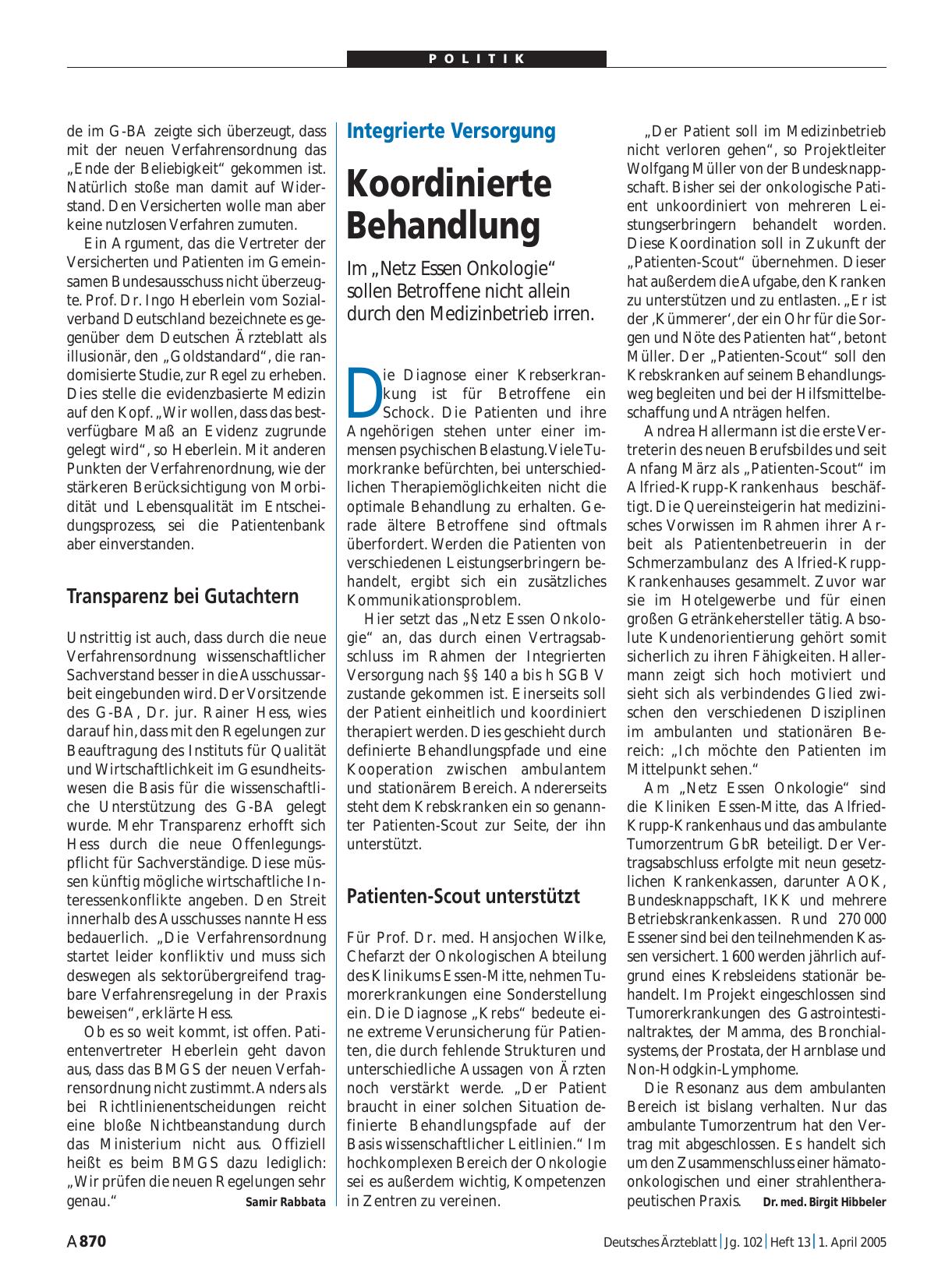 Vorschauseite 1: Integrierte Versorgung: Koordinierte Behandlung