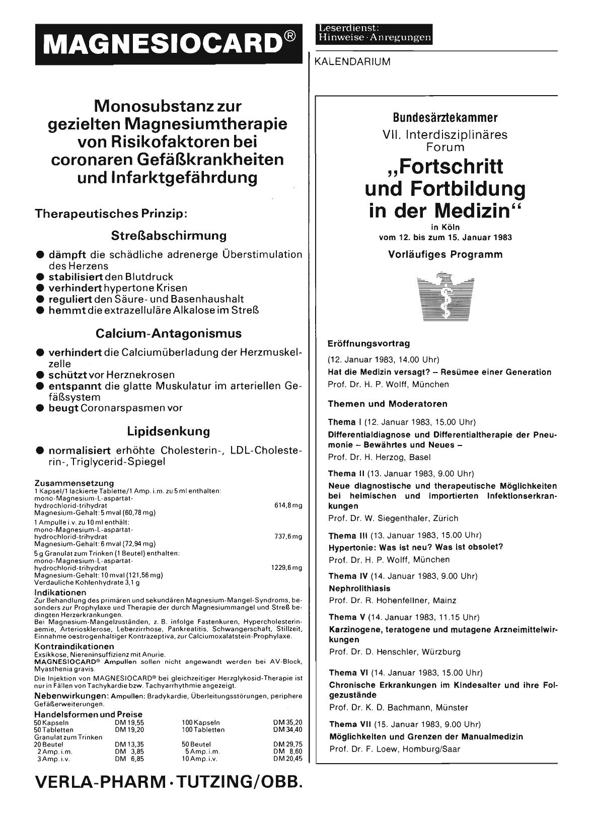 Vorschauseite 1: Bundesärztekammer: VII. Interdisziplinäres Forum „Fortschritt und Fortbildung in der Medizin“