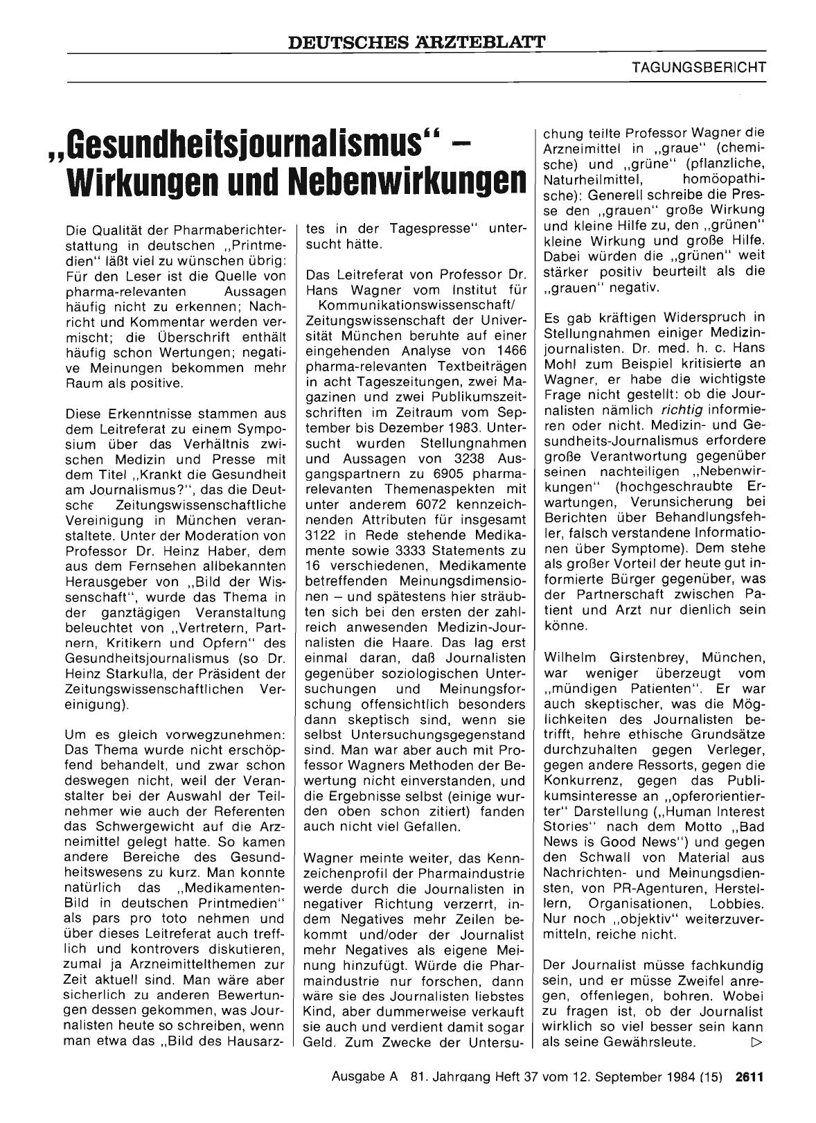 Vorschauseite 1: „Gesundheitsjournalismus“ — Wirkungen und Nebenwirkungen