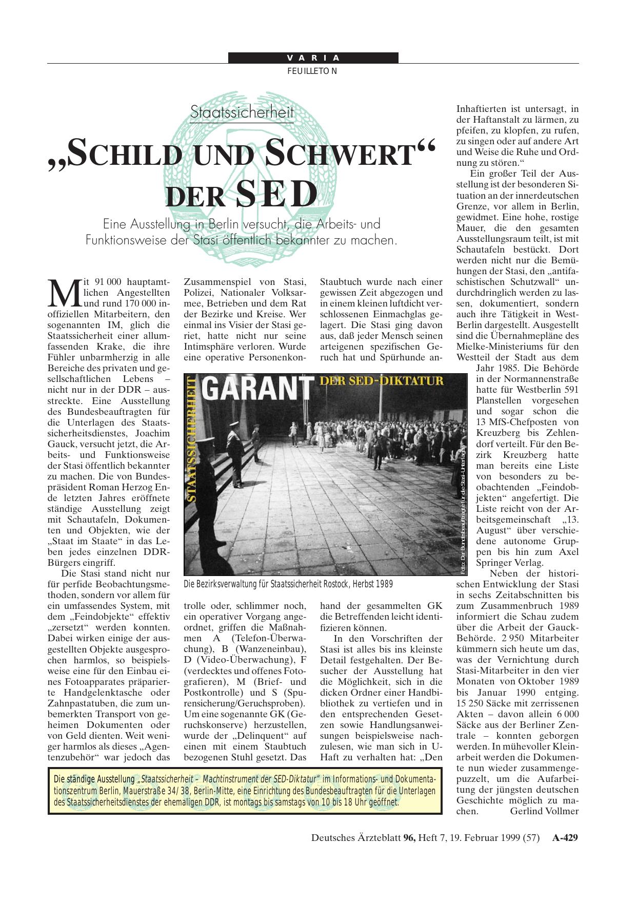 Vorschauseite 1: Staatssicherheit: „Schild und Schwert“ der SED