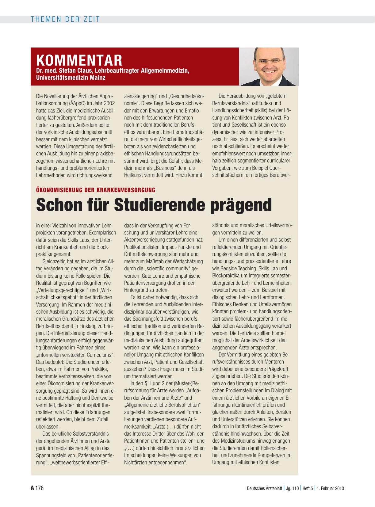 Vorschauseite 1: Ökonomisierung der Krankenversorgung: Schon für Studierende prägend
