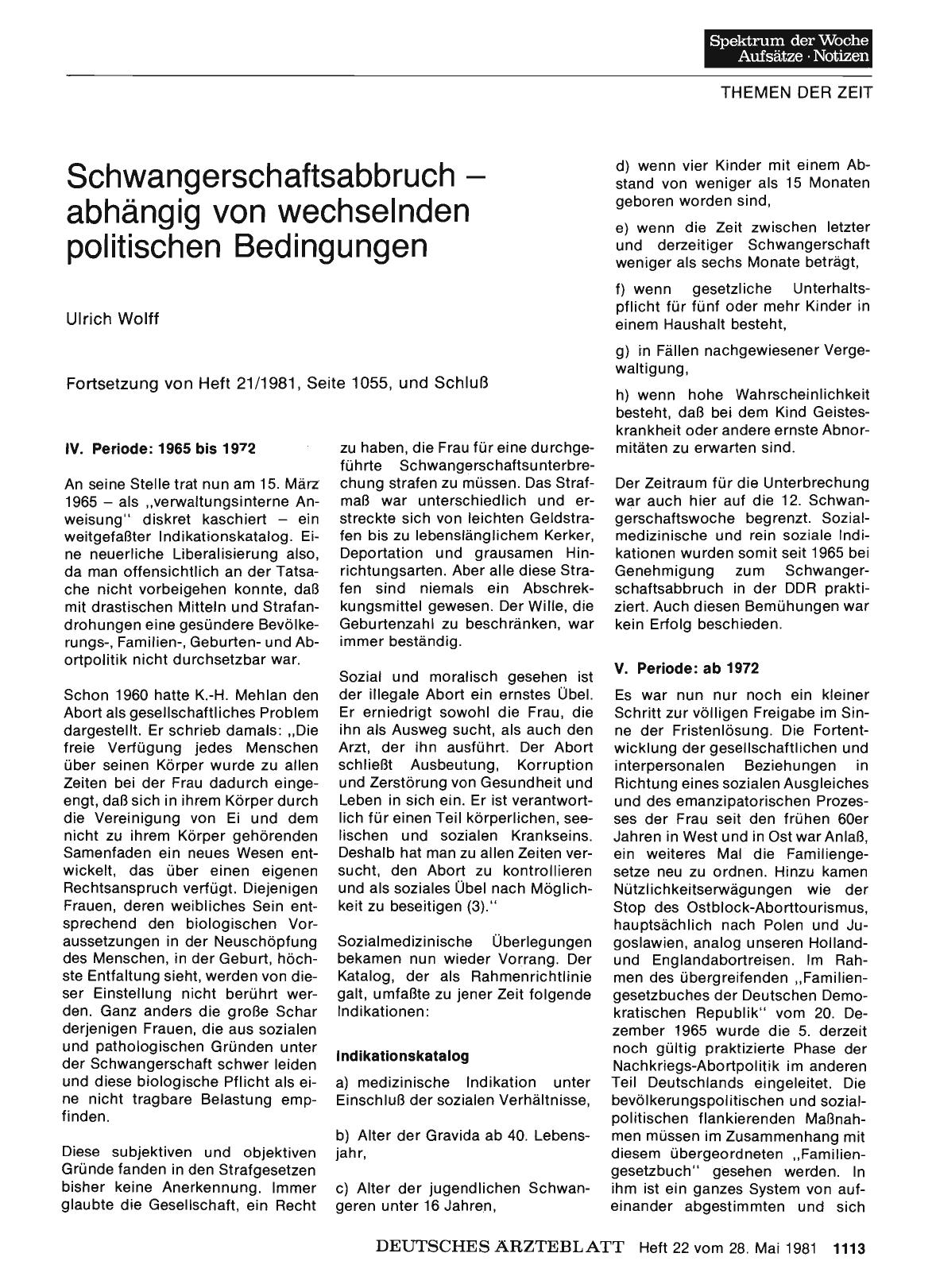 Vorschauseite 1: Schwangerschaftsabbruch — abhängig von wechselnden politischen Bedingungen