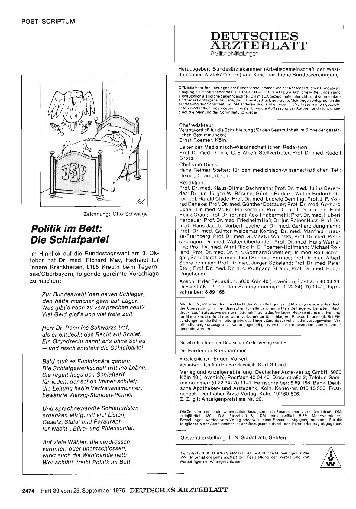 Vorschauseite 1: Politik im Bett: Die Schlafpartei