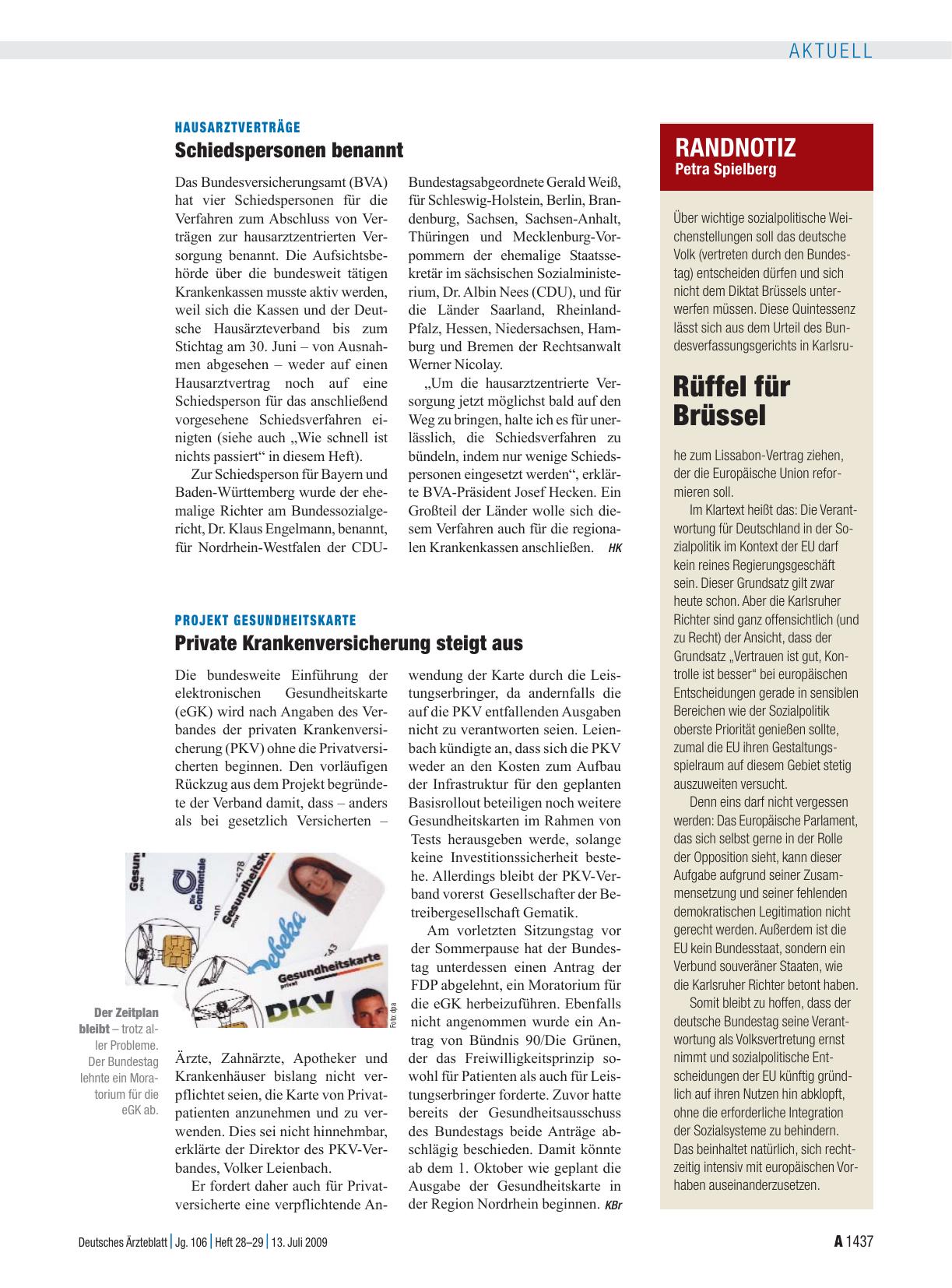 Vorschauseite 1: Projekt Gesundheitskarte: Private Krankenversicherung steigt aus