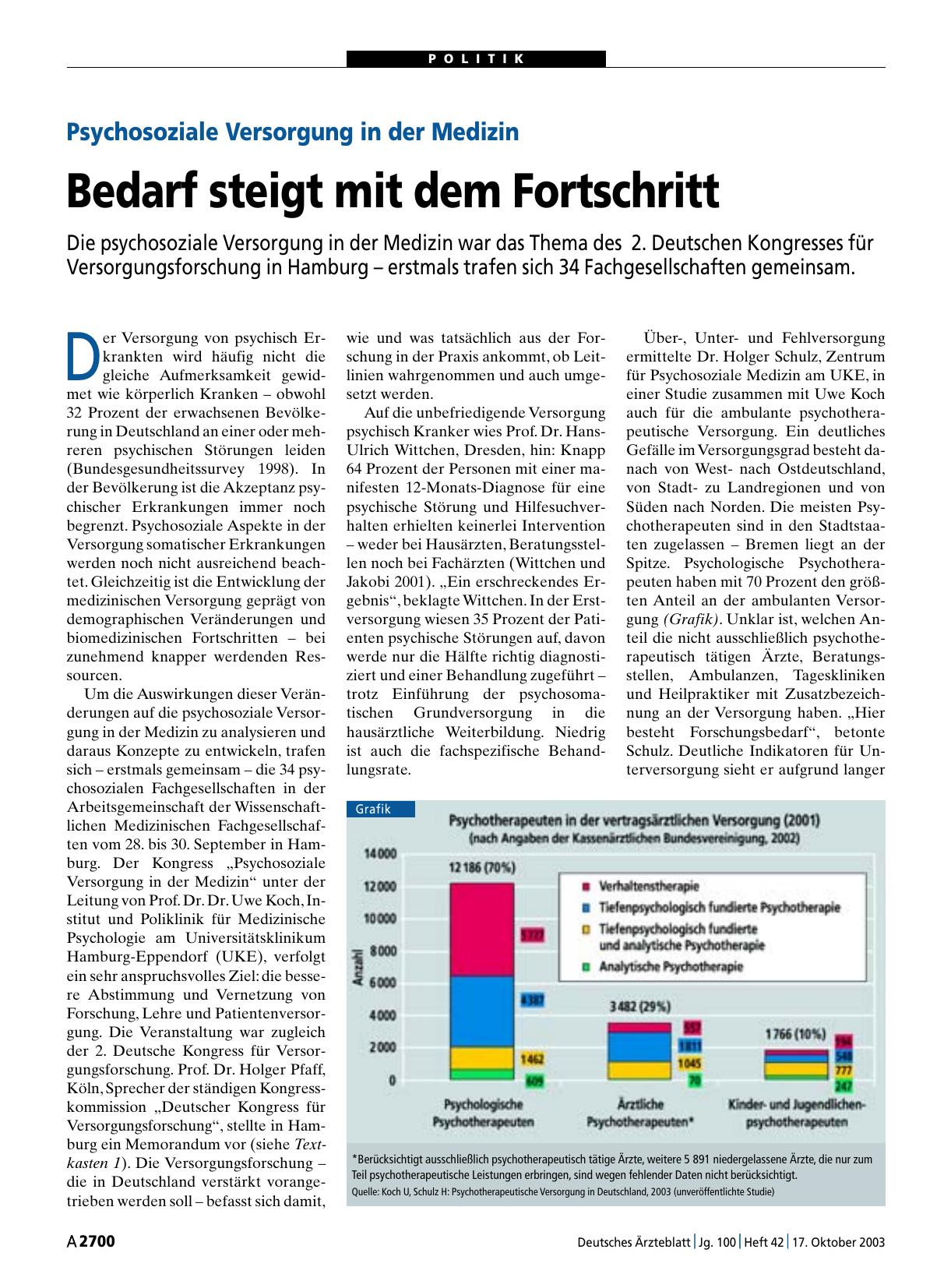 Vorschauseite 1: Psychosoziale Versorgung in der Medizin: Bedarf steigt mit dem Fortschritt