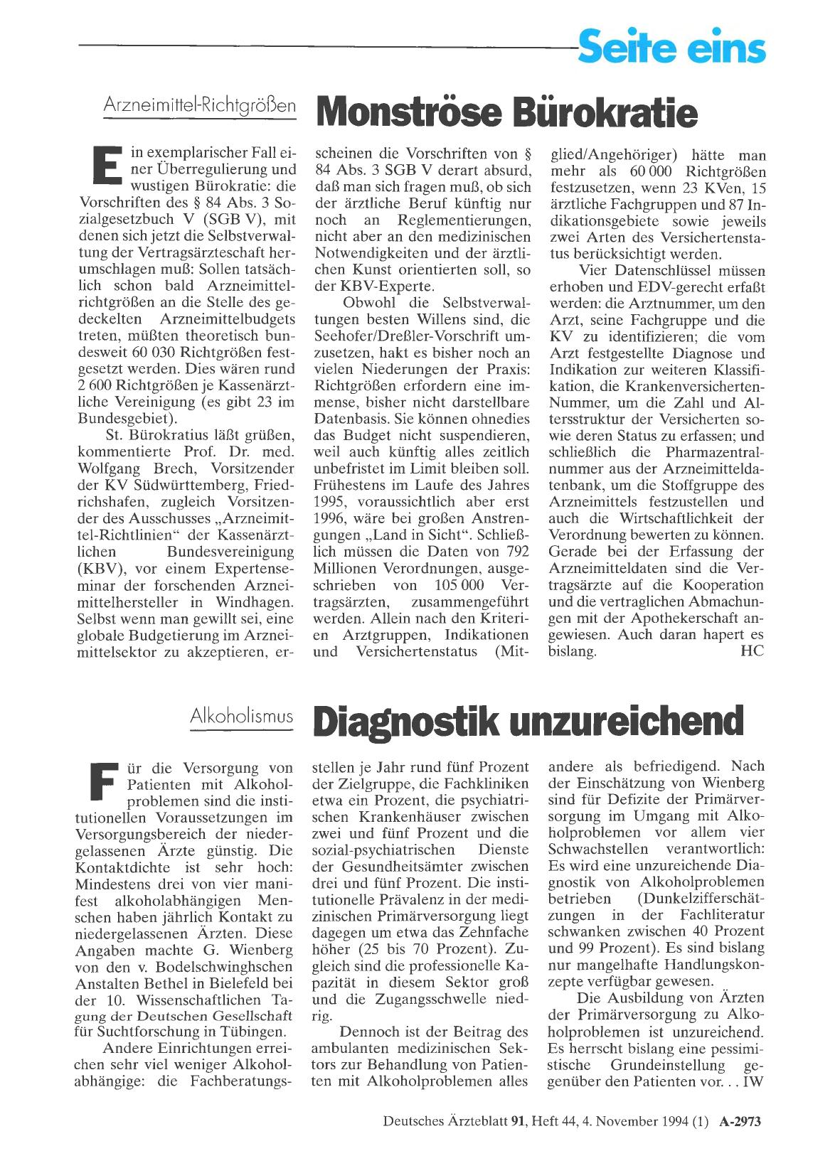 Vorschauseite 1: Alkoholismus: Diagnostik unzureichend