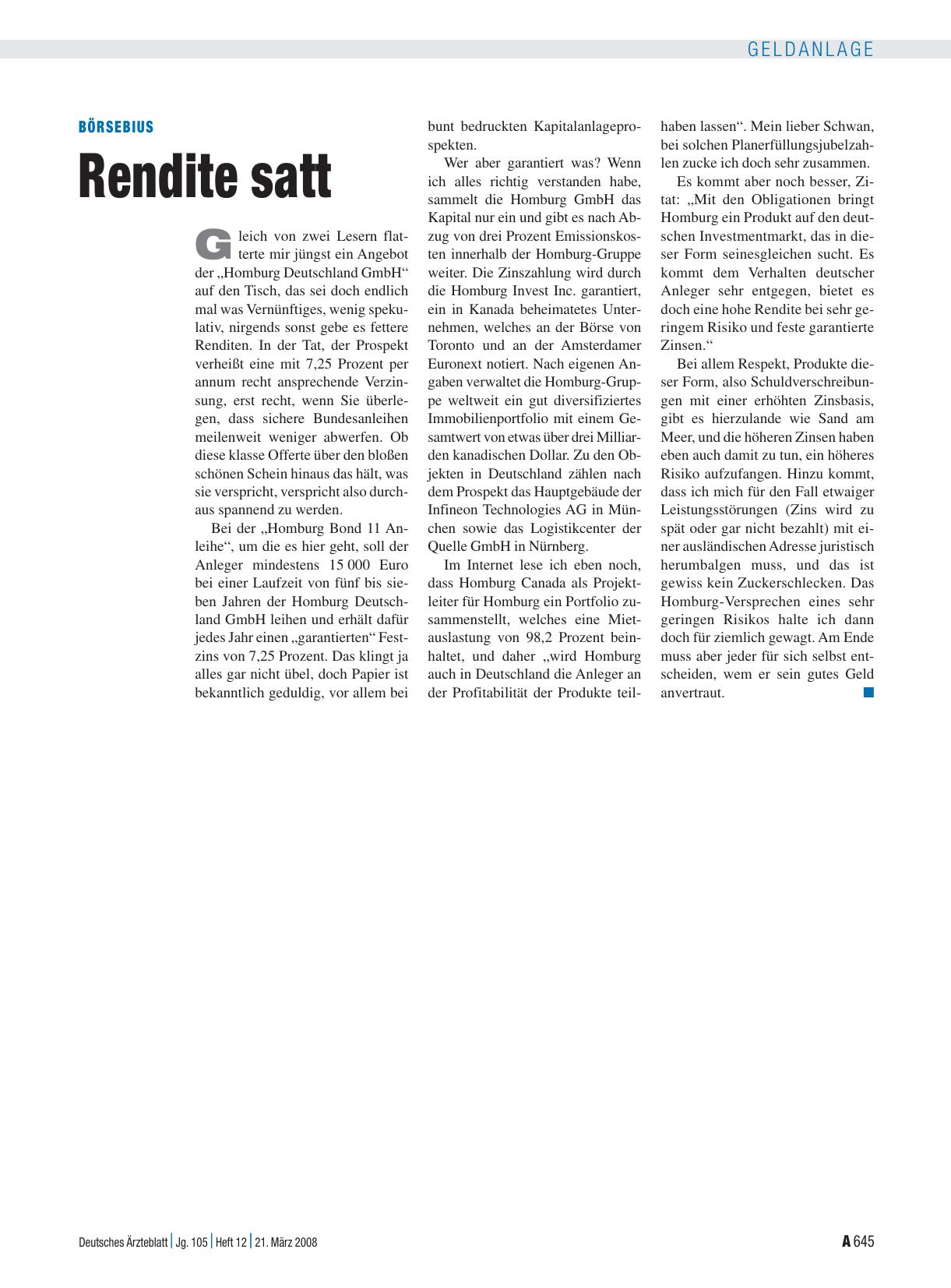 Vorschauseite 1: Börsebius: Rendite satt