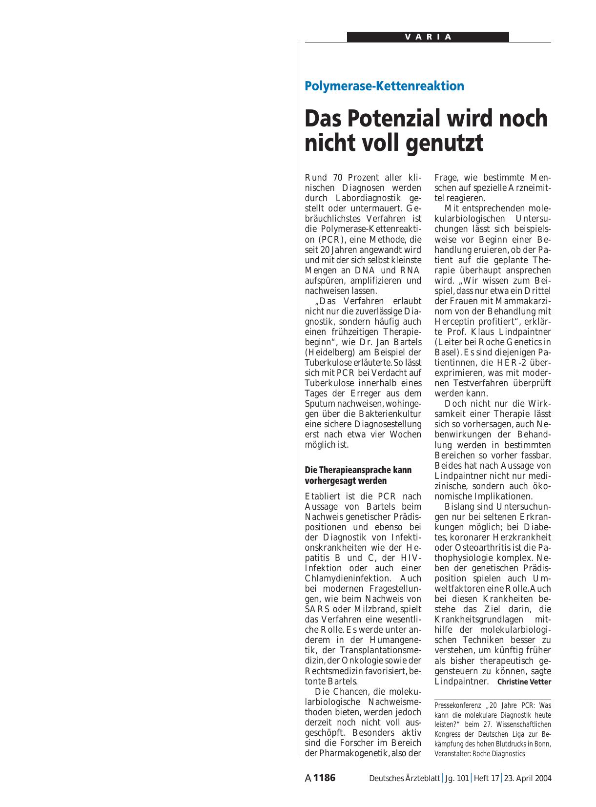 Vorschauseite 1: Polymerase-Kettenreaktion: Das Potenzial wird noch nicht voll genutzt