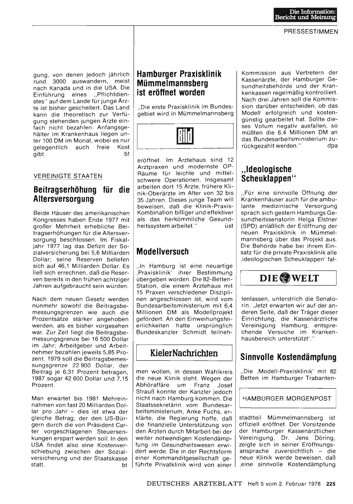 Vorschauseite 1: Hamburger Praxisklinik Mümmelmannsberg ist eröffnet worden