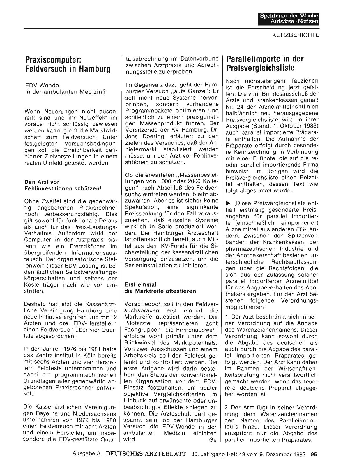 Vorschauseite 1: Parallelimporte in der Preisvergleichsliste