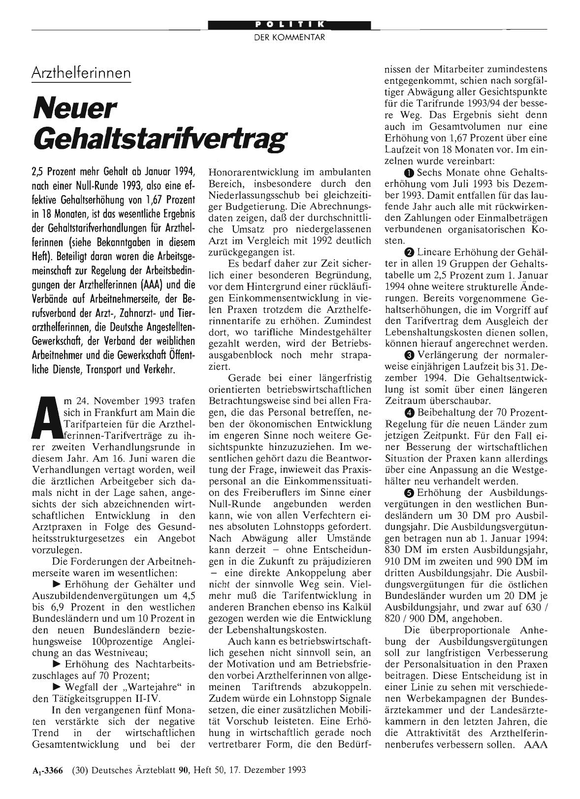 Vorschauseite 1: Arzthelferinnen: Neuer Gehaltstarifvertrag
