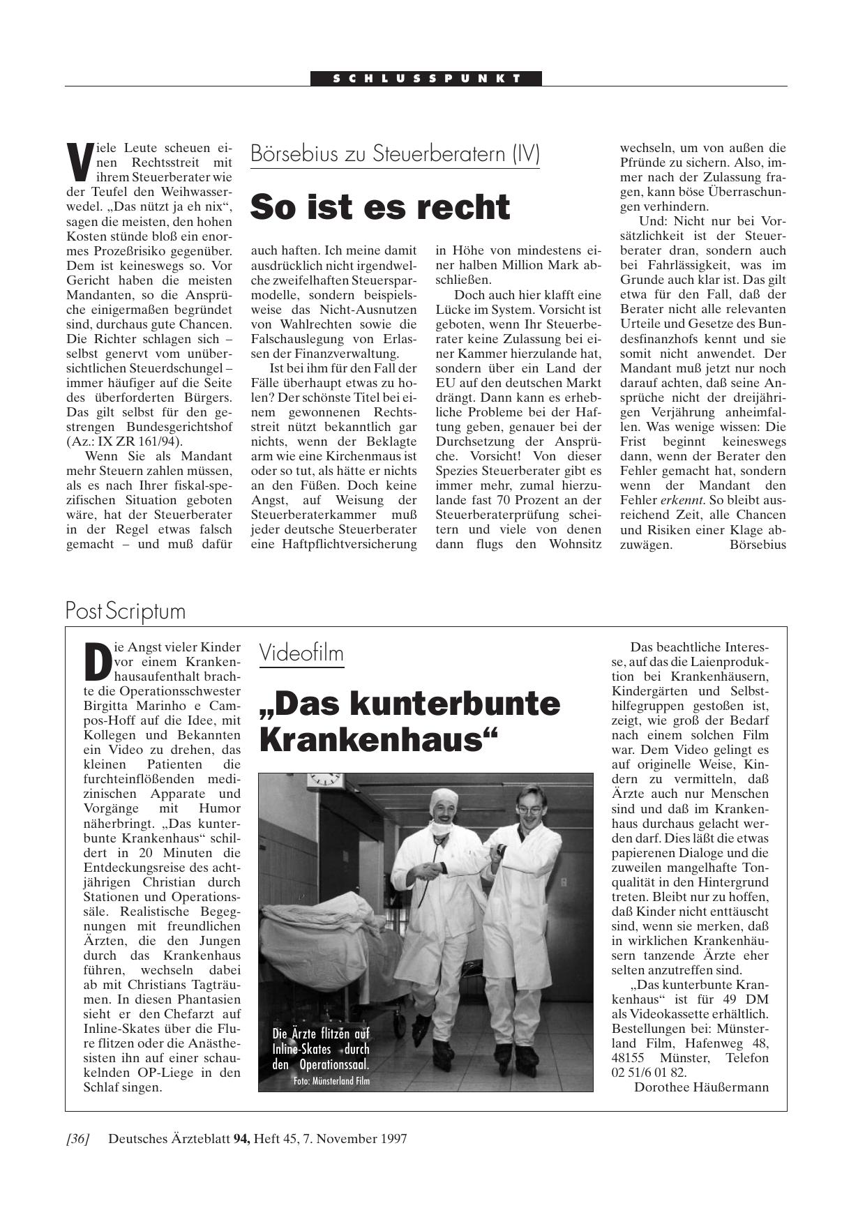 Vorschauseite 1: Börsebius zu Steuerberatern (IV): So ist es recht