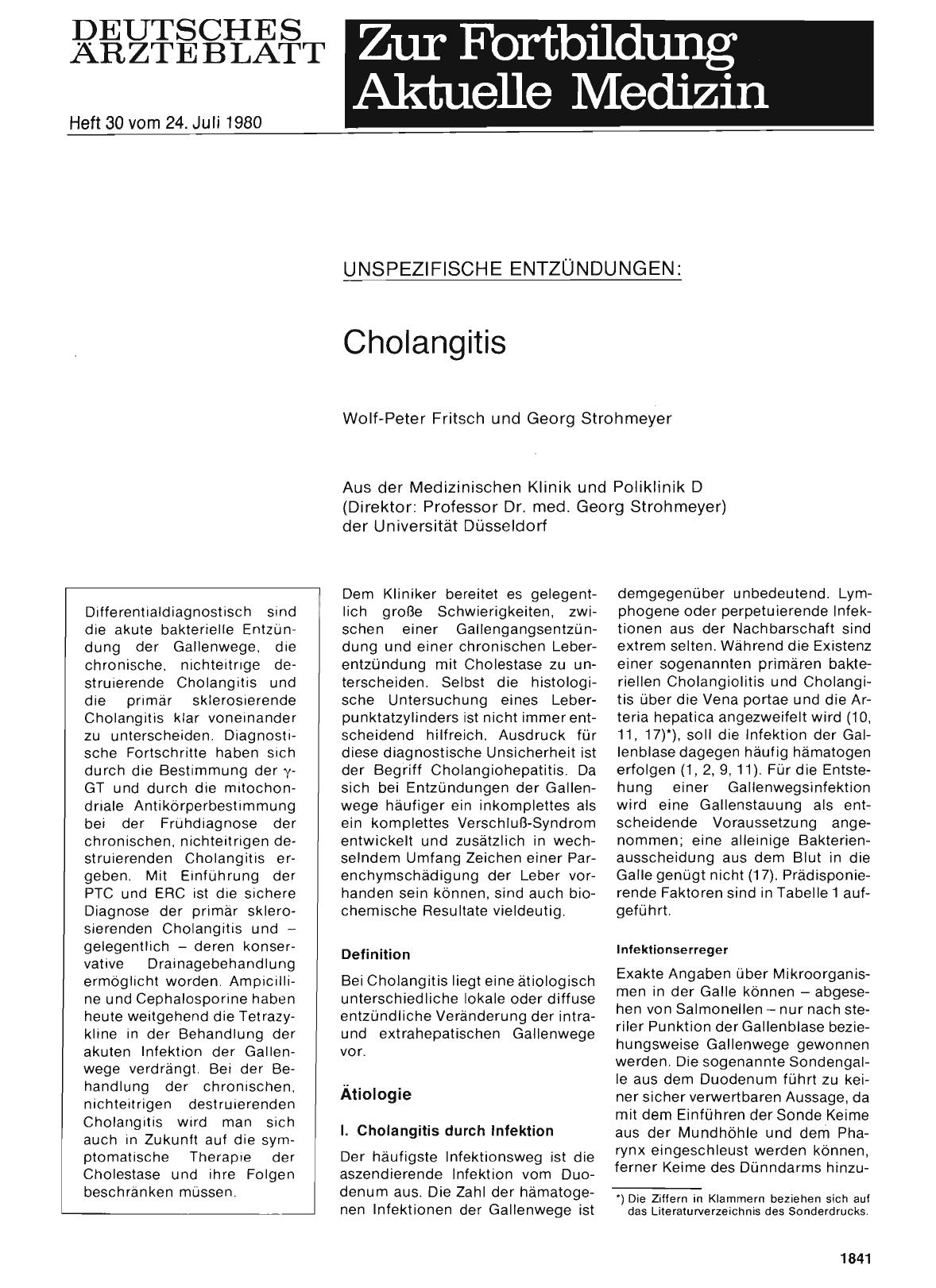 Vorschauseite 1: Unspezifische Entzündungen: Cholangitis