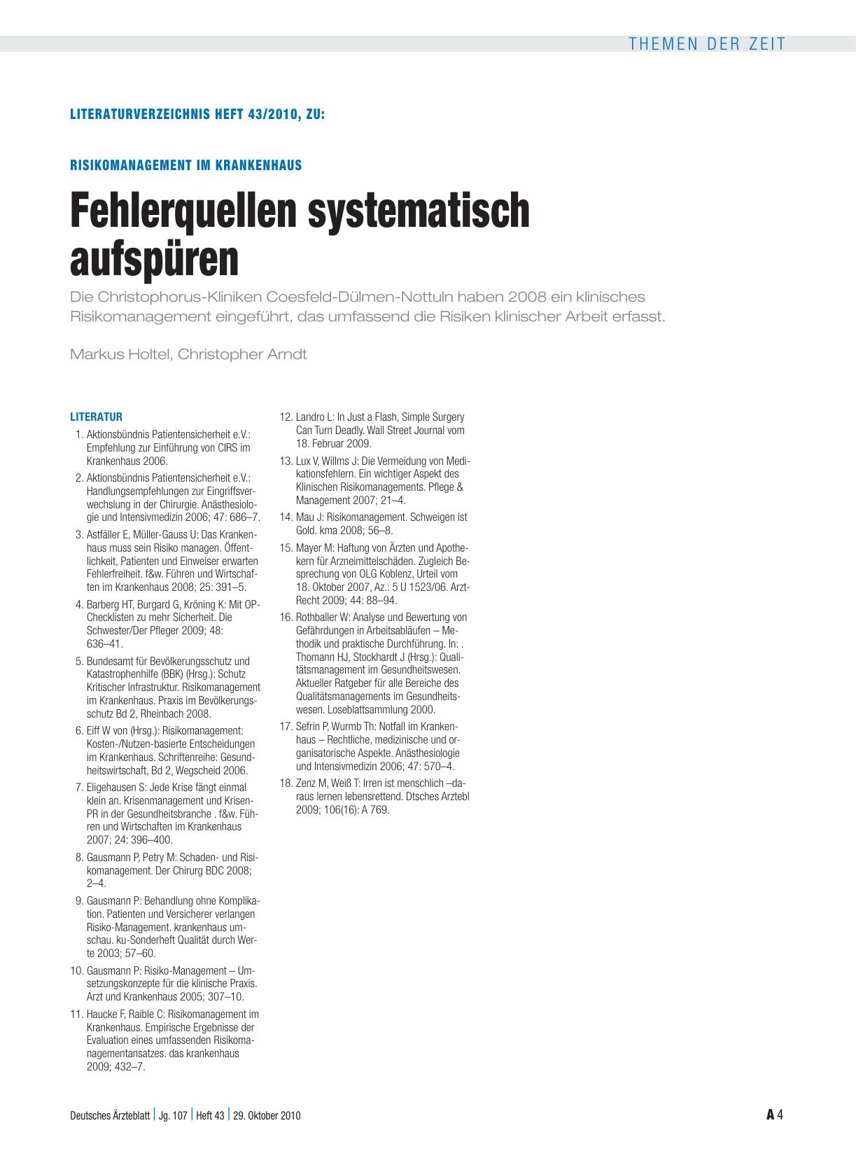 Vorschauseite 4: Risikomanagement im Krankenhaus: Fehler systematisch aufspüren