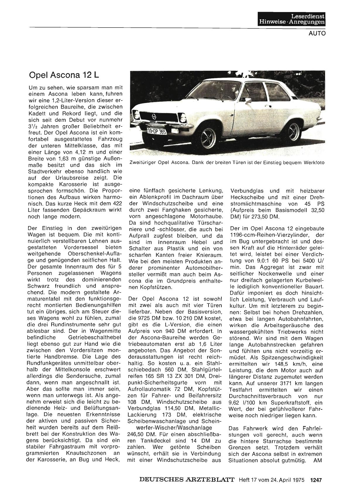 Vorschauseite 1: Opel Ascona 12 L