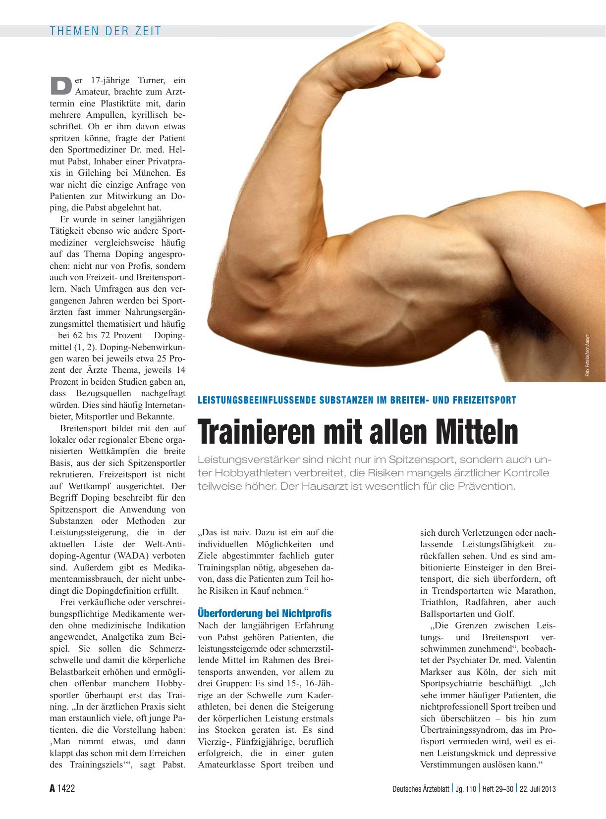 Vorschauseite 1: Leistungsbeeinflussende Substanzen im Breitenund Freizeitsport: Trainieren mit allen Mitteln