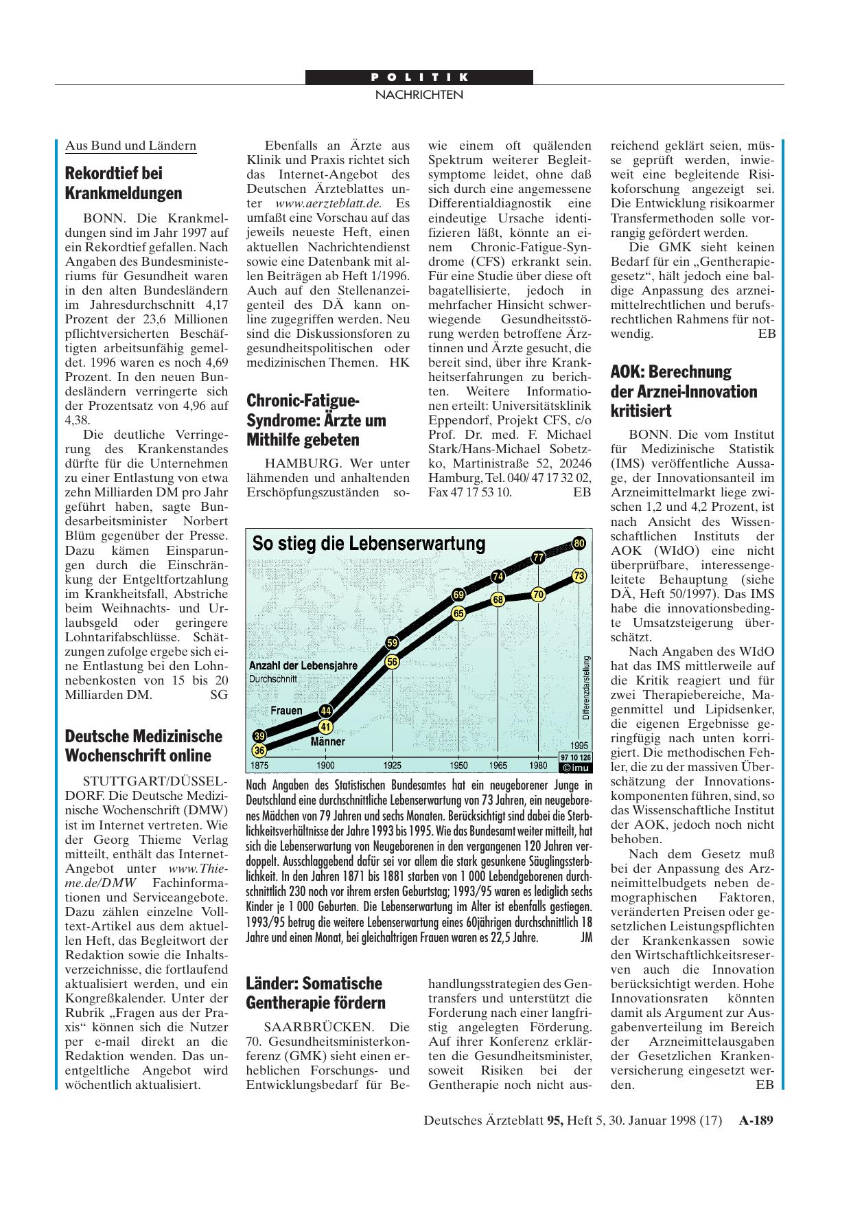 Vorschauseite 1: Rekordtief bei Krankmeldungen