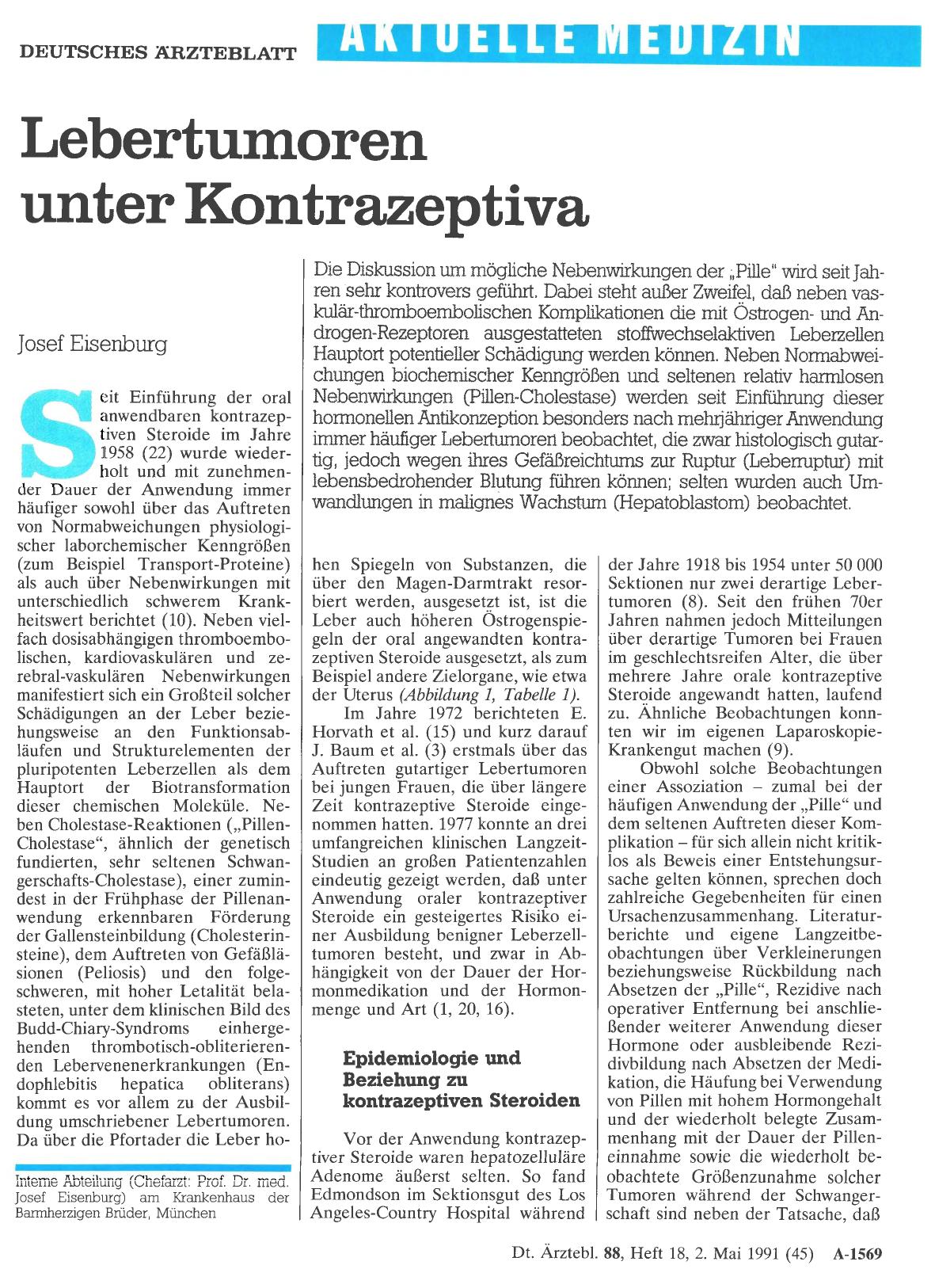 Vorschauseite 1: Lebertumoren unter Kontrazeptiva