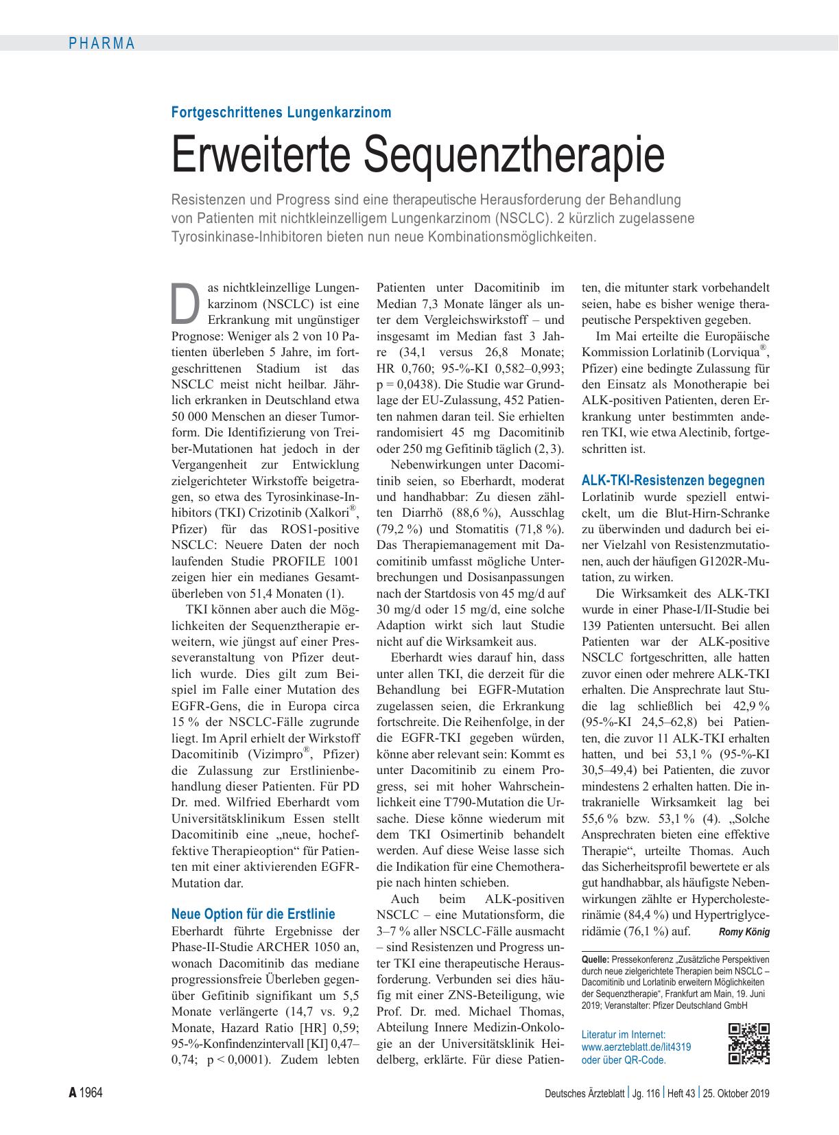 Vorschauseite 1: Fortgeschrittenes Lungenkarzinom: Erweiterte Sequenztherapie