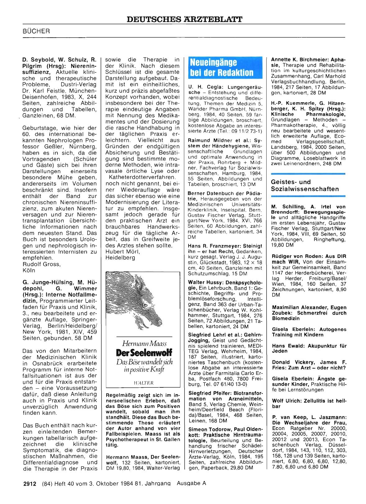 Vorschauseite 1: Neueingänge bei der Redaktion