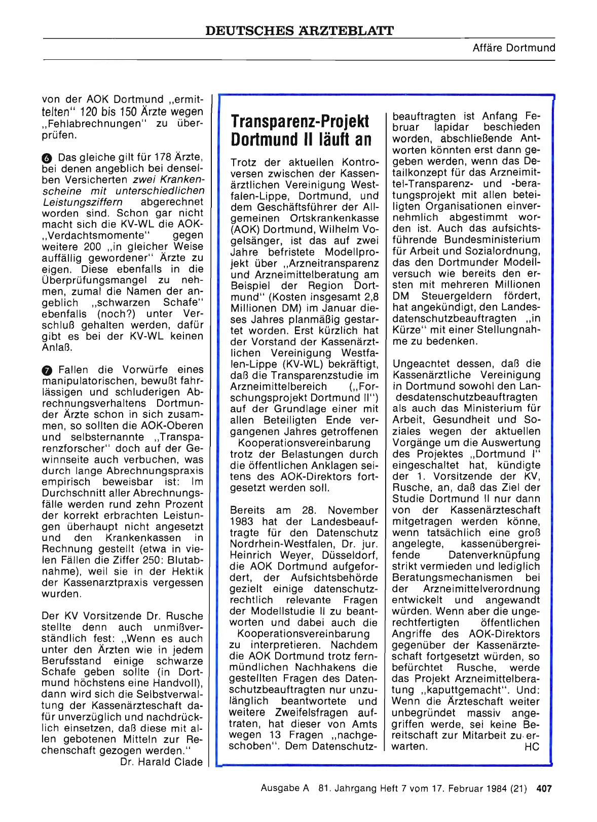 Vorschauseite 1: Transparenz-Projekt Dortmund II läuft an