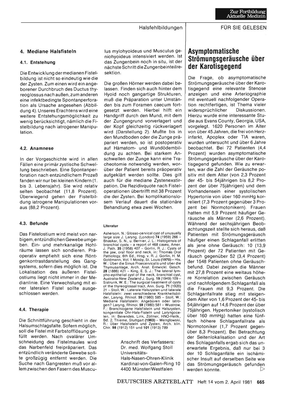 Vorschauseite 1: Asymptomatische Strömungsgeräusche über der Karotisgegend