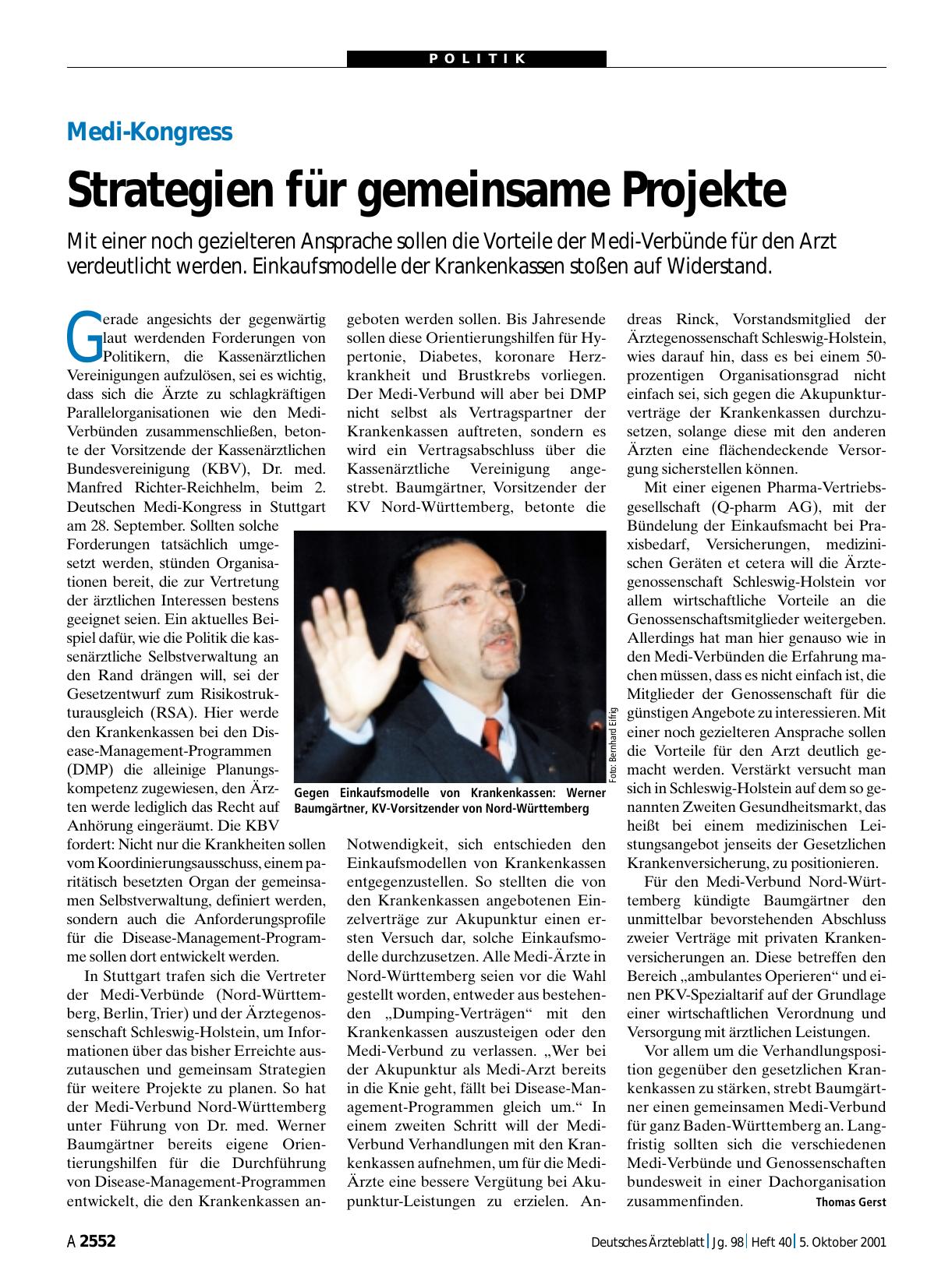 Vorschauseite 1: Medi-Kongress: Strategien für gemeinsame Projekte
