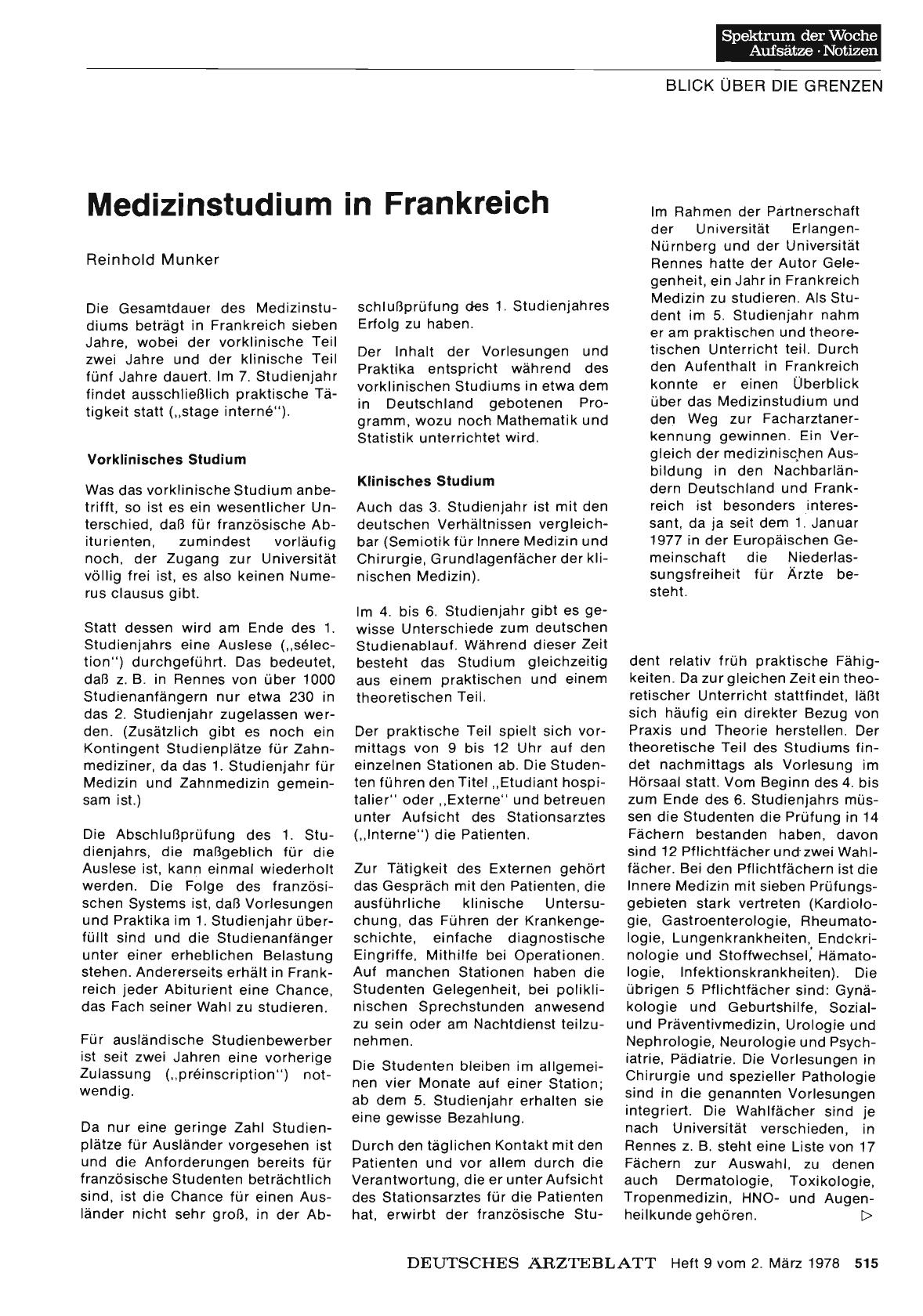 Vorschauseite 1: Medizinstudium in Frankreich