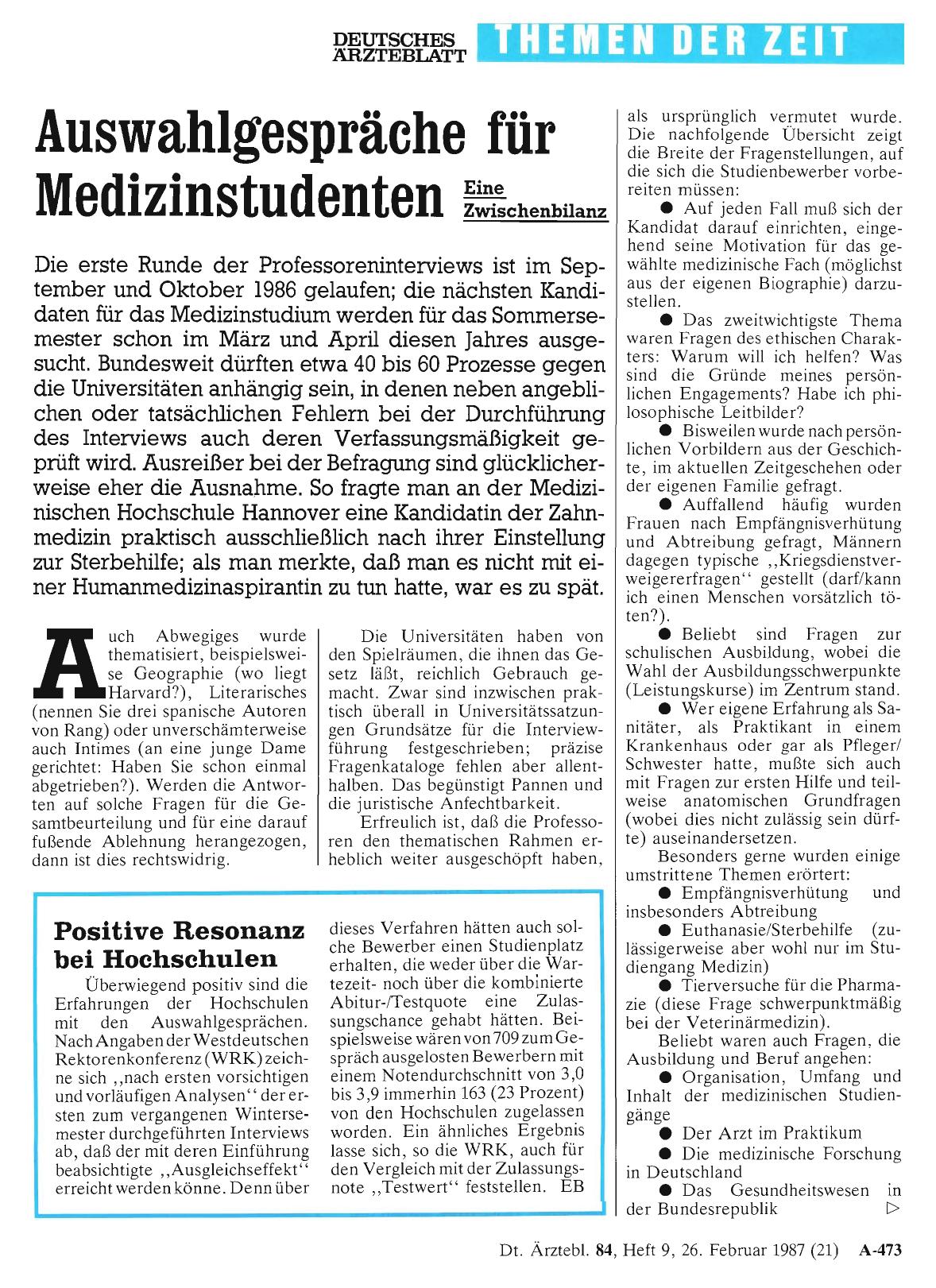 Vorschauseite 1: Auswahlgespräche für Medizinstudenten: Eine Zwischenbilanz