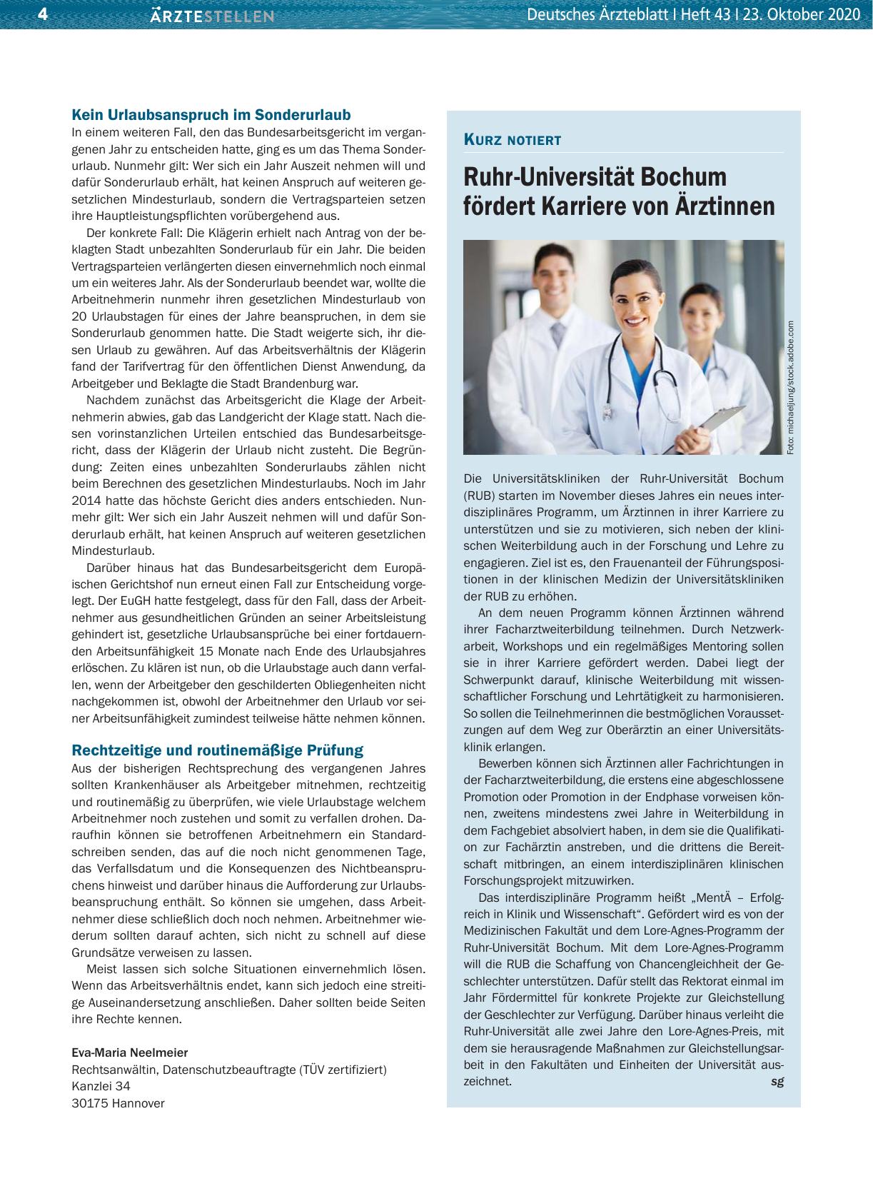 Vorschauseite 1: Ruhr-Universität Bochum fördert Karriere von Ärztinnen