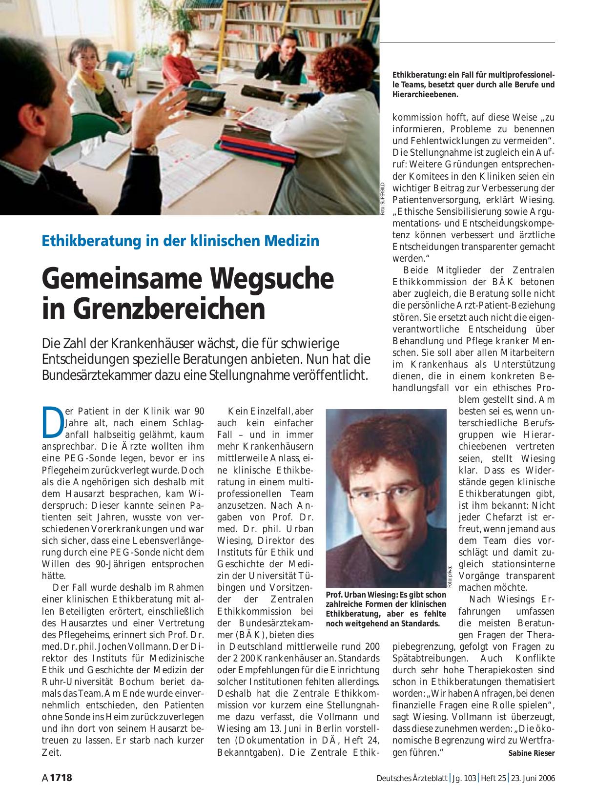 Vorschauseite 1: Ethikberatung in der klinischen Medizin: Gemeinsame Wegsuche in Grenzbereichen