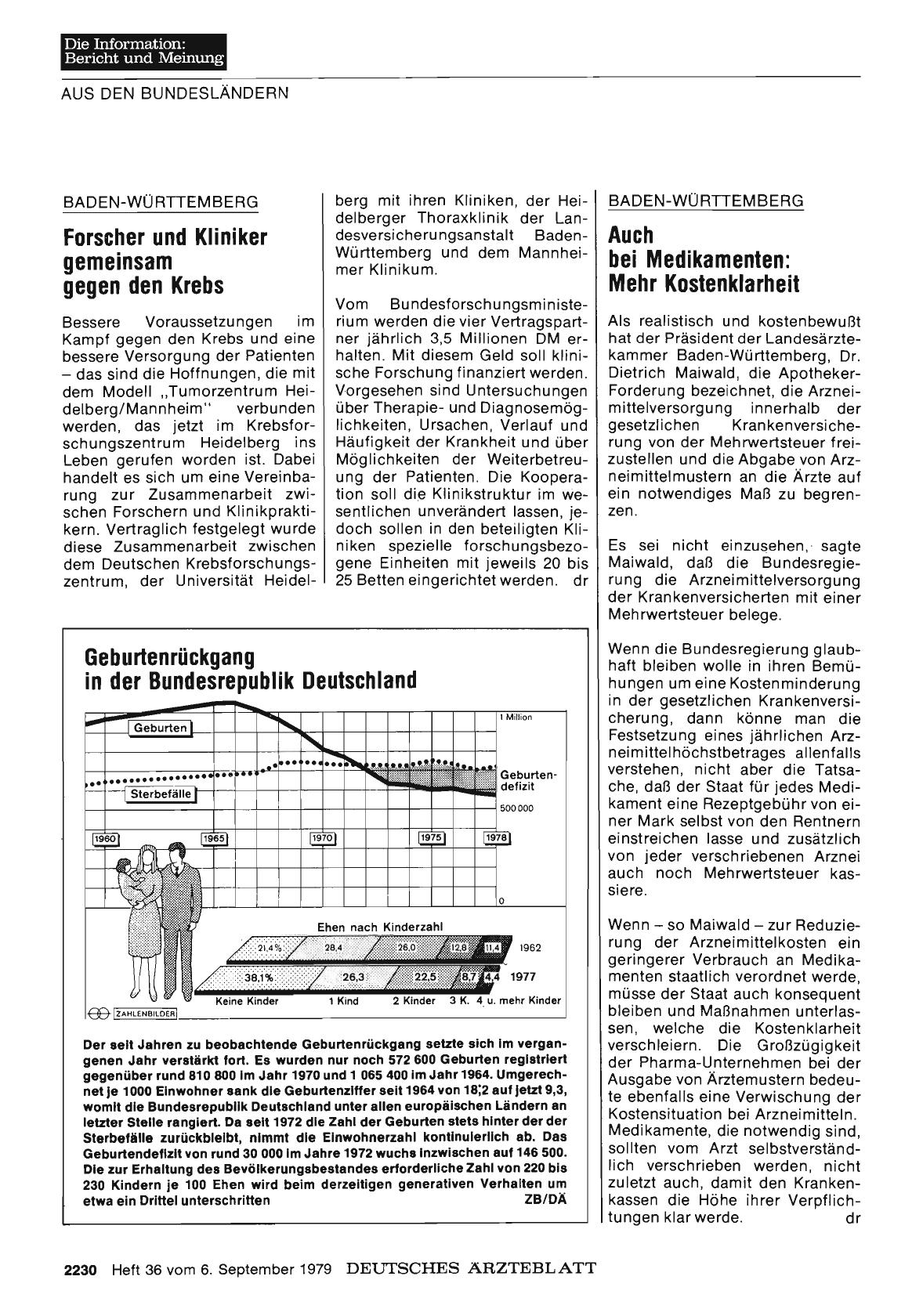 Vorschauseite 1: Geburtenrückgang in der Bundesrepublik Deutschland
