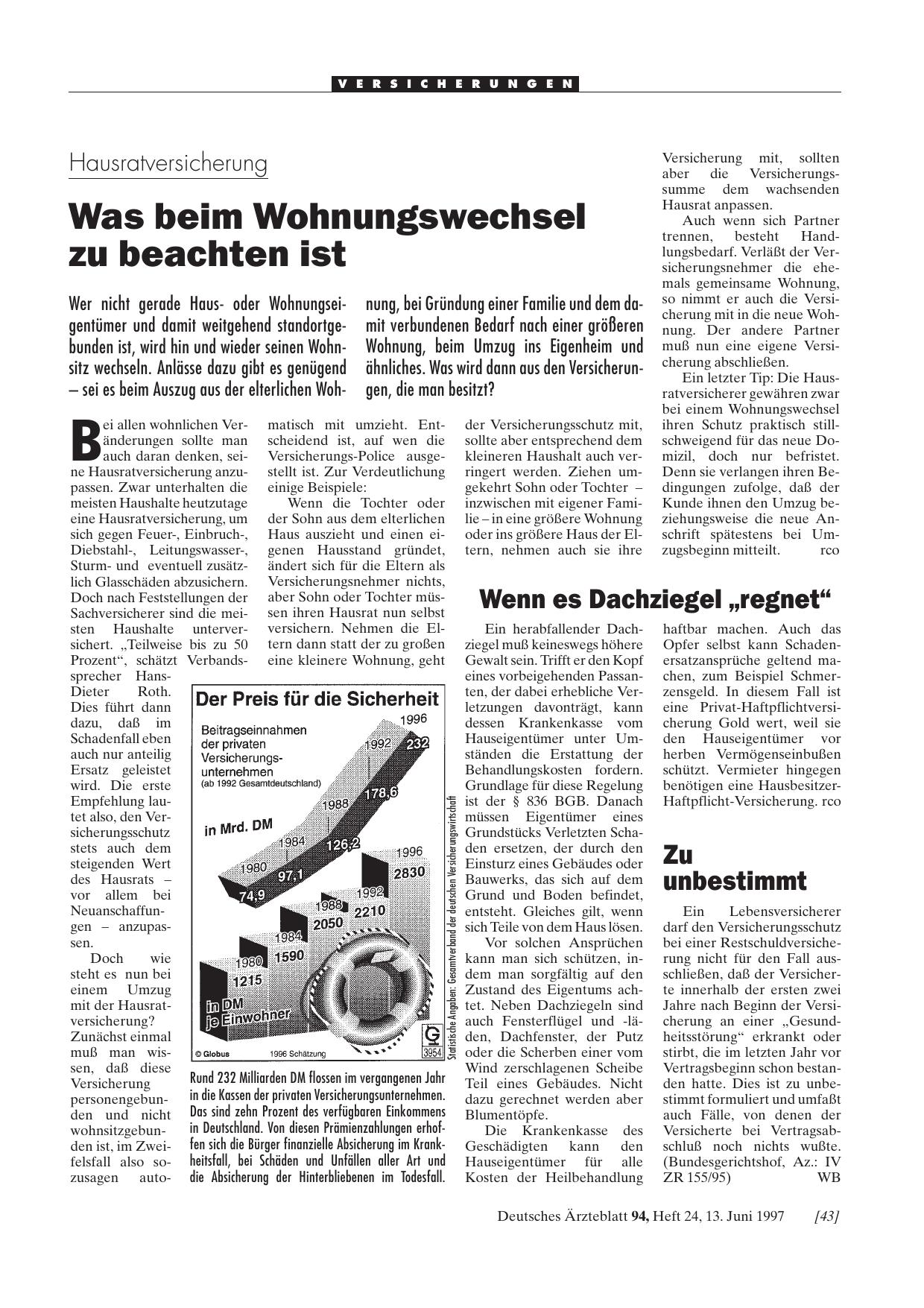 Vorschauseite 1: Hausratversicherung: Was beim Wohnungswechsel zu beachten ist