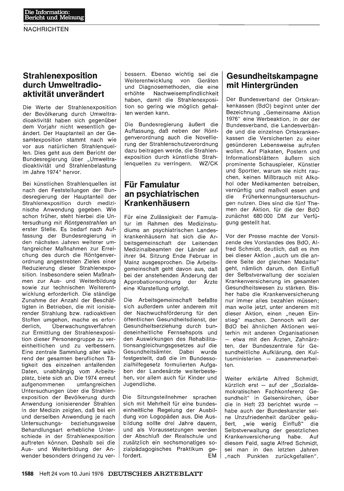 Vorschauseite 1: Strahlenexposition durch Umweltradioaktivität unverändert