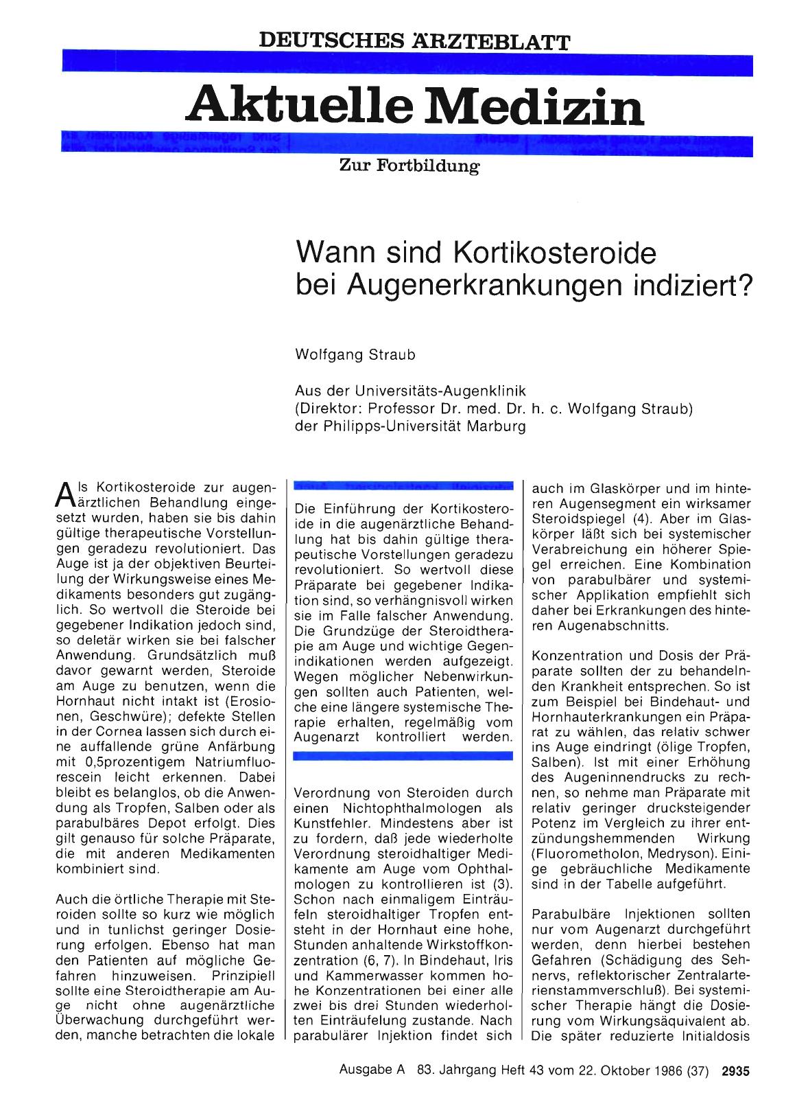 Vorschauseite 1: Wann sind Kortikosteroide bei Augenerkrankungen indiziert?