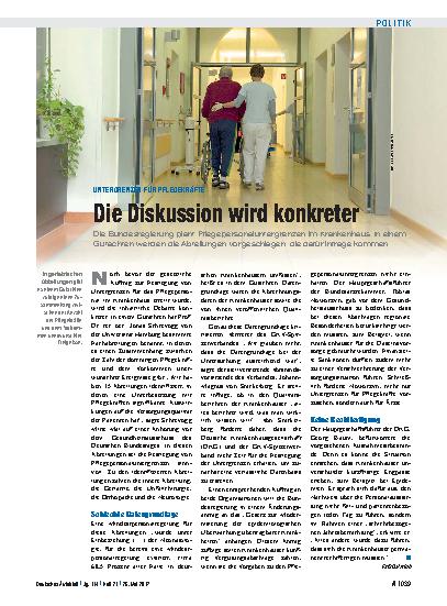 Vorschauseite 1: Untergrenzen für Pflegekräfte: Die Diskussion wird konkreter