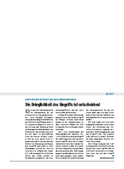Vorschauseite 1: Zum richtigen Zeitpunkt des Aufklärungsgesprächs: Die Dringlichkeit des Eingriffs ist entscheidend