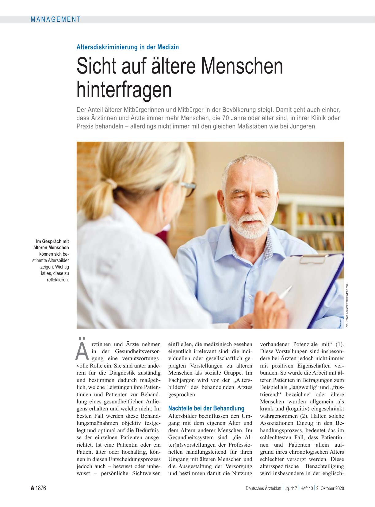 Vorschauseite 1: Altersdiskriminierung in der Medizin: Sicht auf ältere Menschen hinterfragen