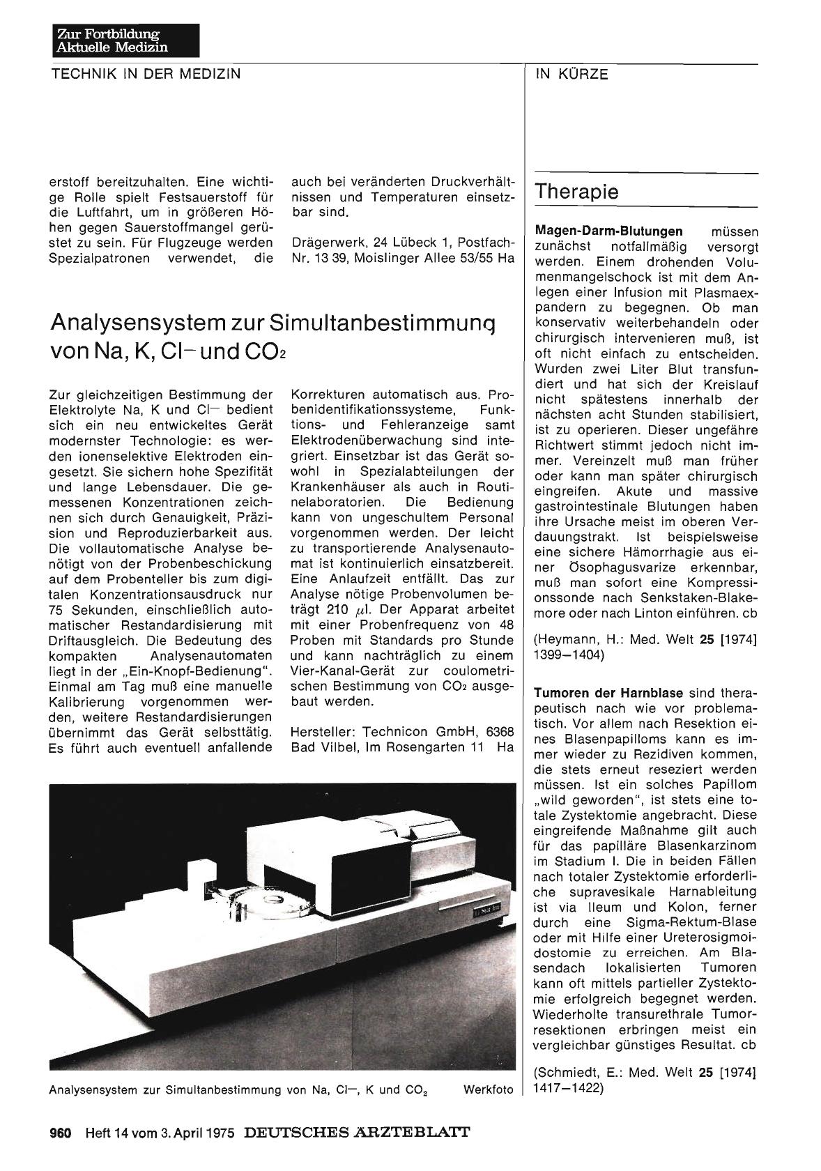 Vorschauseite 1: Analysensystem zur Simultanbestimmung von Na, K, Cl— und CO2