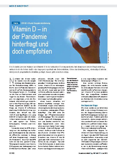 Vorschauseite 1: COVID-19 und Supplementierung: Vitamin D – in der Pandemie hinterfragt und doch empfohlen
